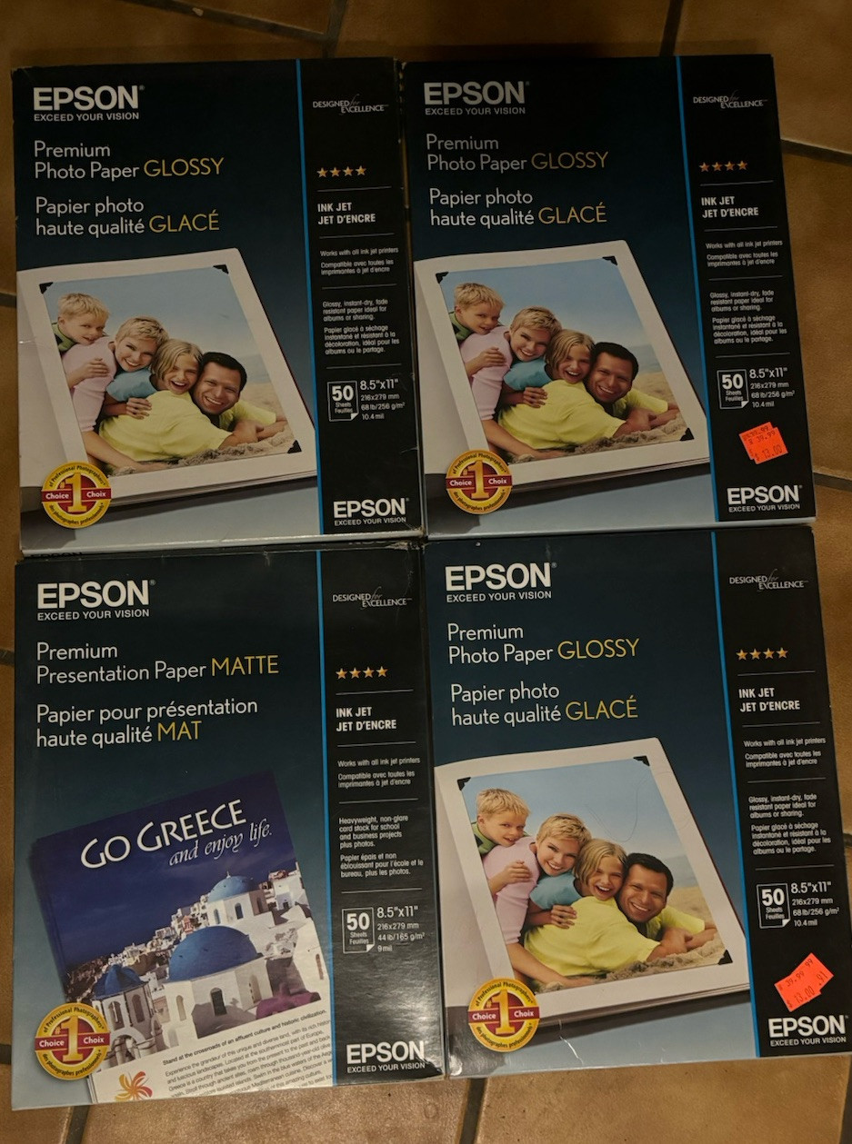 4 – Epson Premium Photo & Presentation Paper (50) Packs ! BRAND NEW / UNOPENED