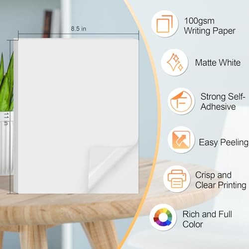 Printable Sticker Paper for Inkjet Printer, 40 Sheets 8.5″x11” Matte Sticker