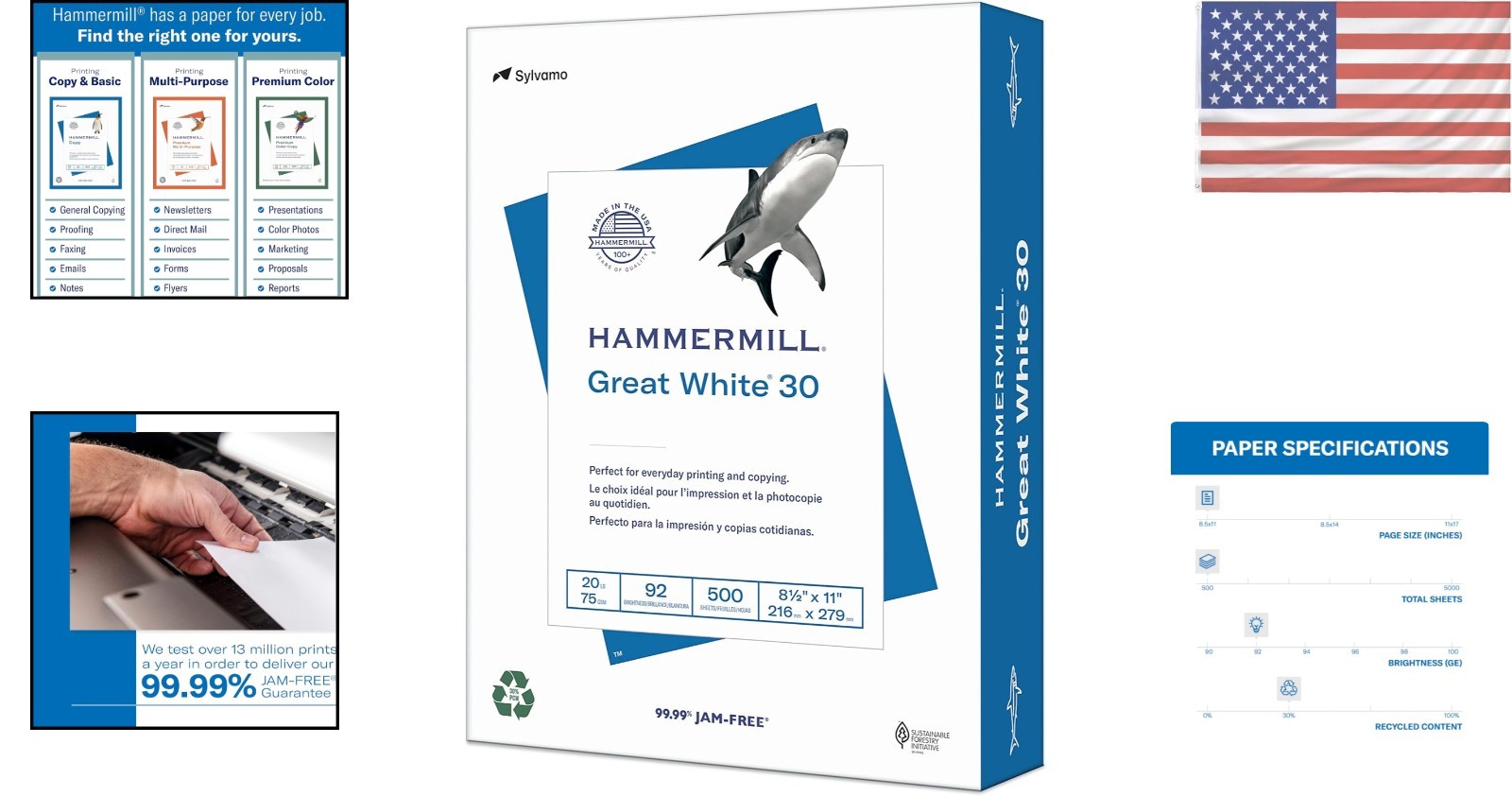 Great White 30% Recycled Printer Paper, 8.5×11 – 500 Sheets, 92 Bright White