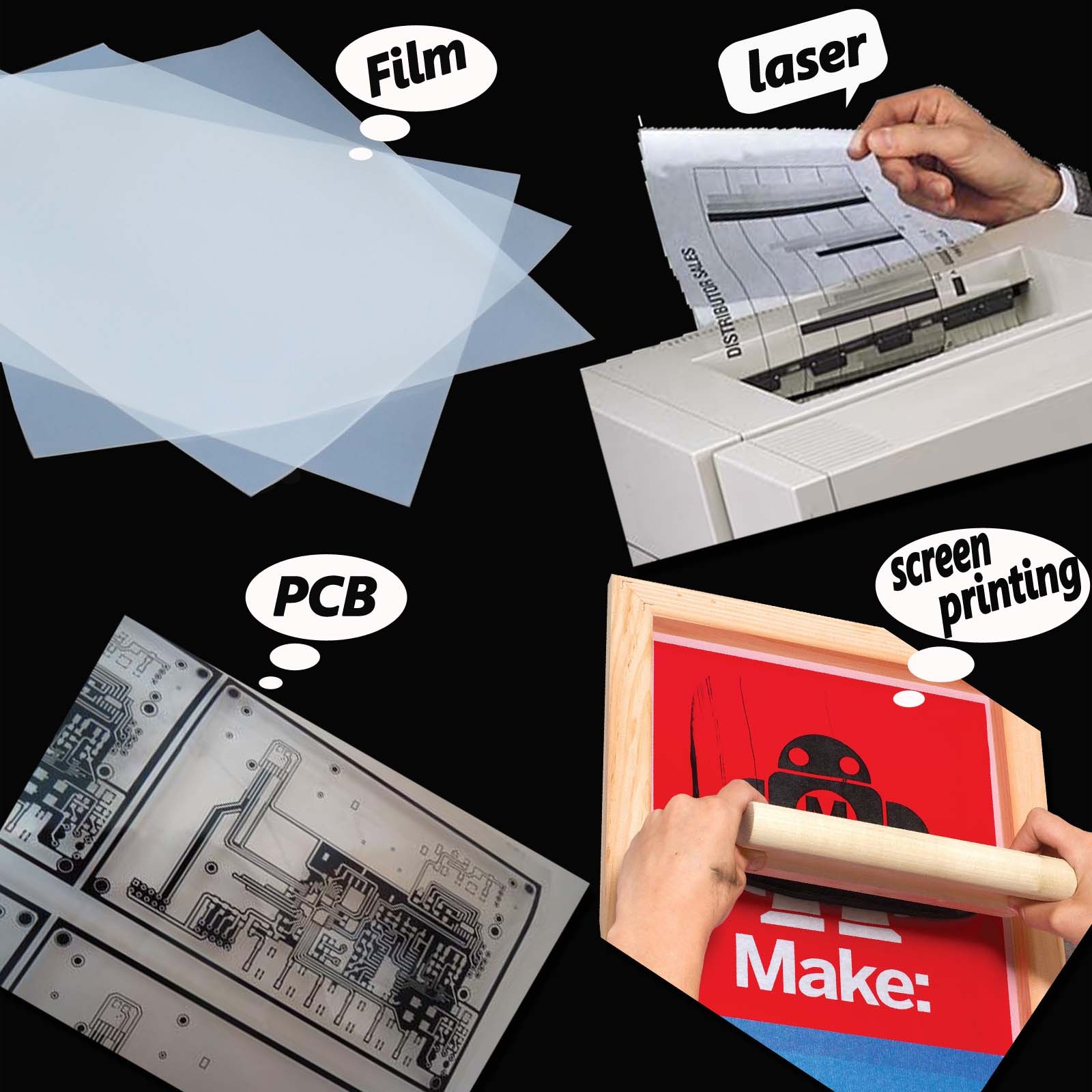 11″ x 17″，100 Sheets，Silk Screen Printing Milky Transparency Laser Printer Film