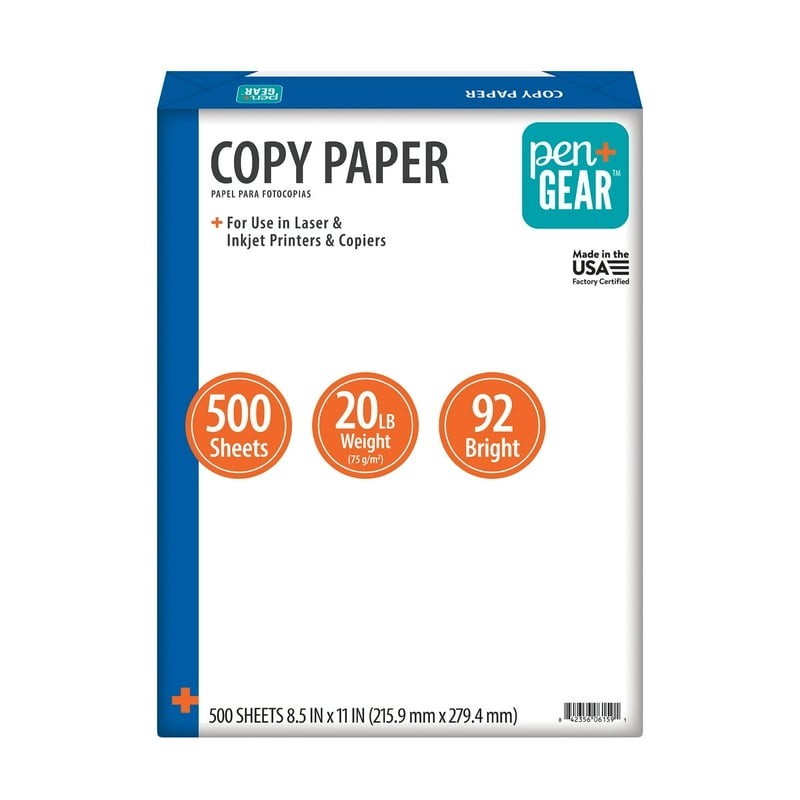 Pen + Gear Copy Paper 8.5 x 11, 92 Bright, 20 lb, White, 1 Ream (500 Sheets)