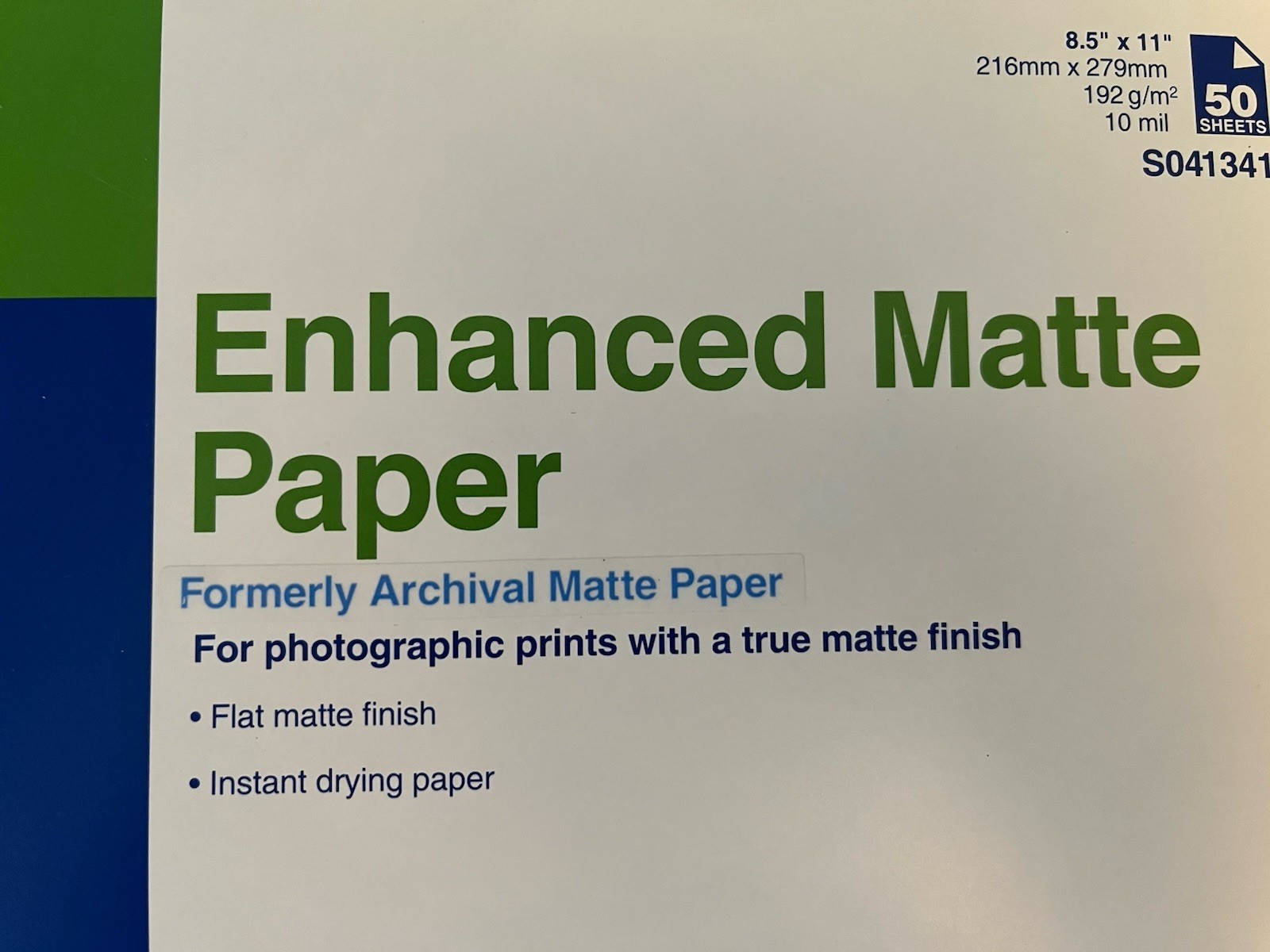 Epson S041341 Enhanced Matte Paper 8.5” X 11” 40 Sheets