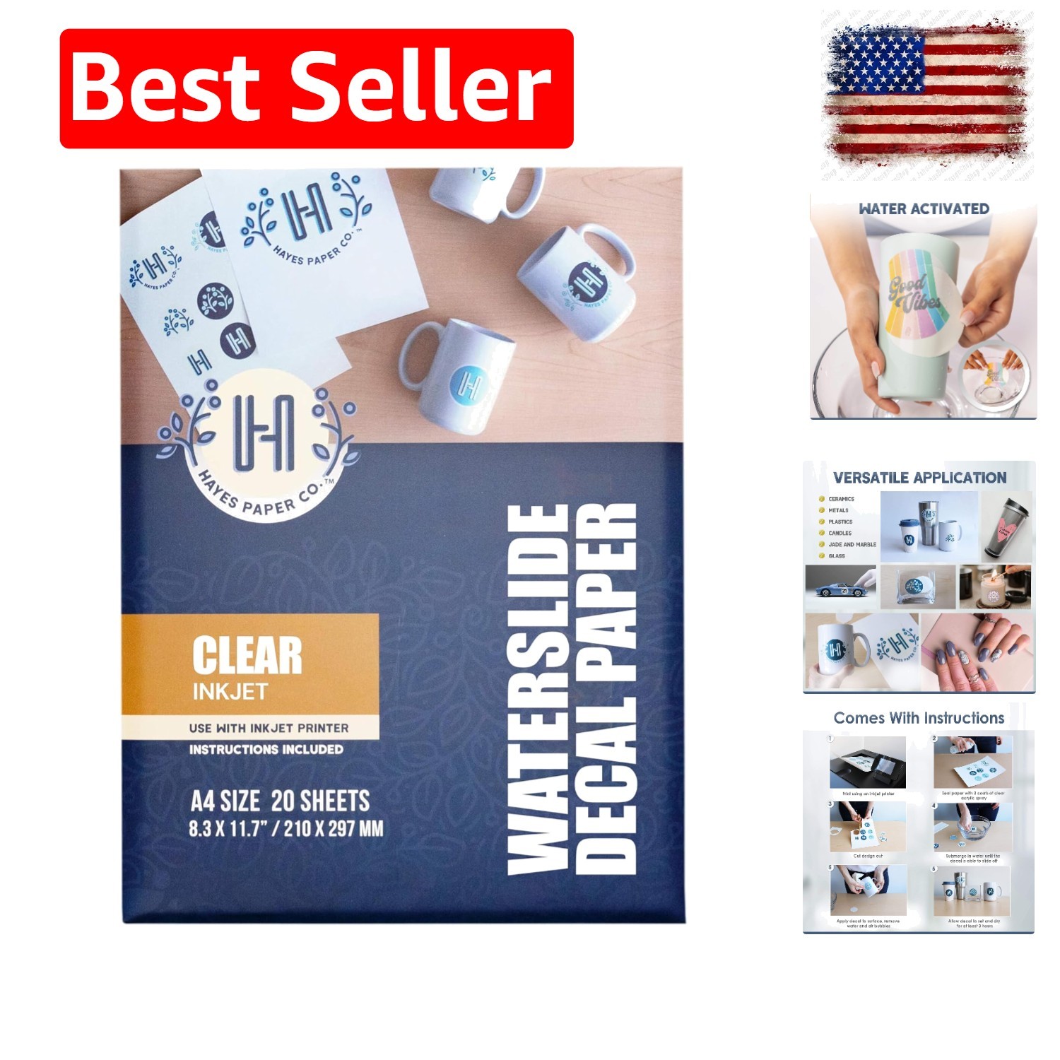 Hayes Waterslide Decal Paper for Inkjet Printers – 20 Clear A4 Sheets 8.25 x …