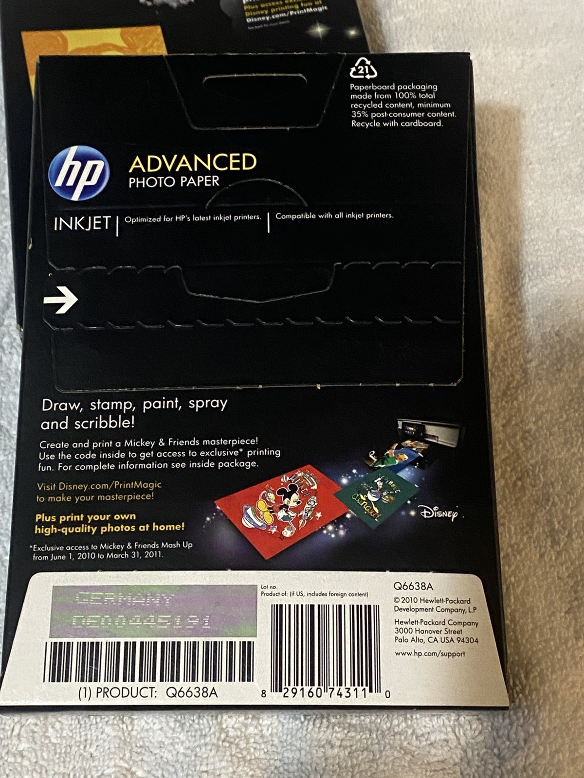 HP Advanced Photo Paper 4”x6” Glossy 200 Sheets (2 X 100) lot of 2