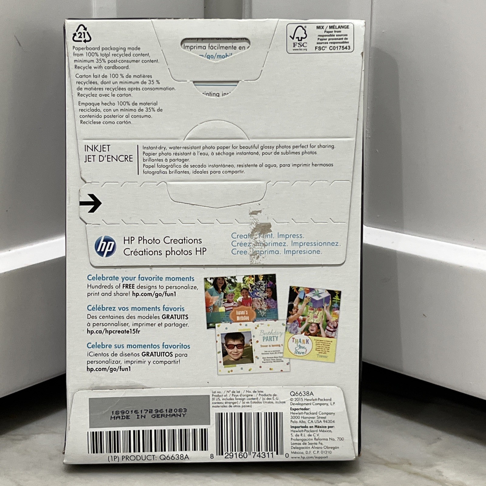 HP Advanced Photo Glossy Q6638A Paper 100 Sheets 4″x6″ 66lb All InkJet Printers
