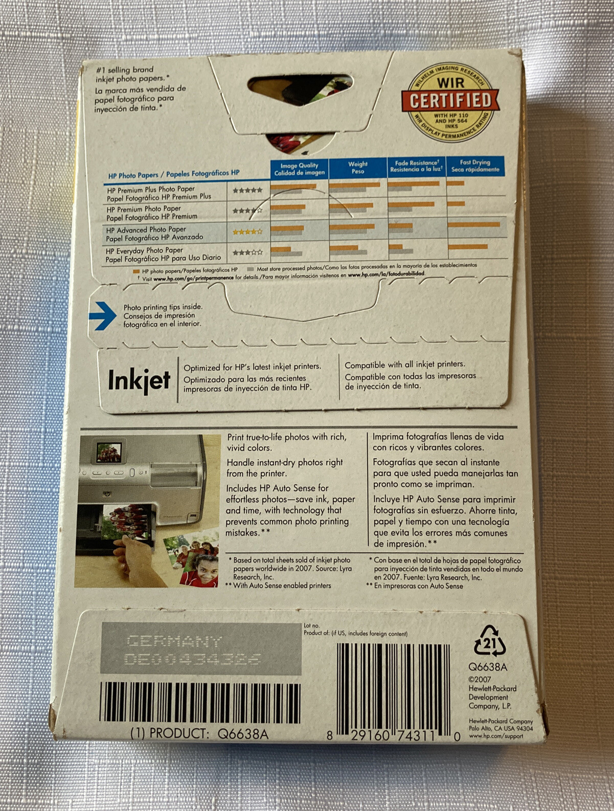 Hewlett Packard Q6638A 4 x 6 inch Glossy Advanced Printer Paper – 100 Sheets NEW