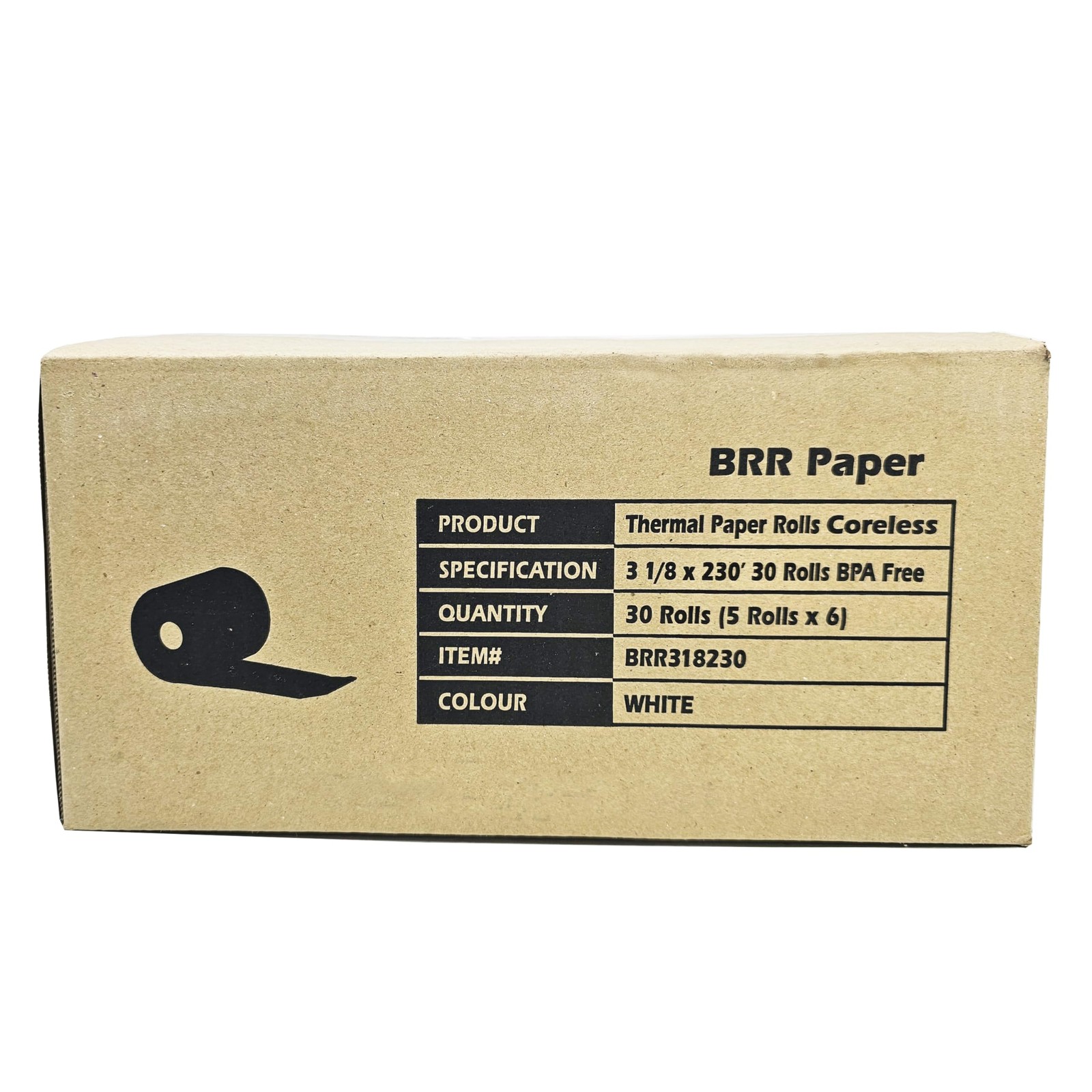 (30 Coreless Rolls – 50 GSM) 3 1/8 x 230 Thermal Paper 3 1/8” x 230’, White