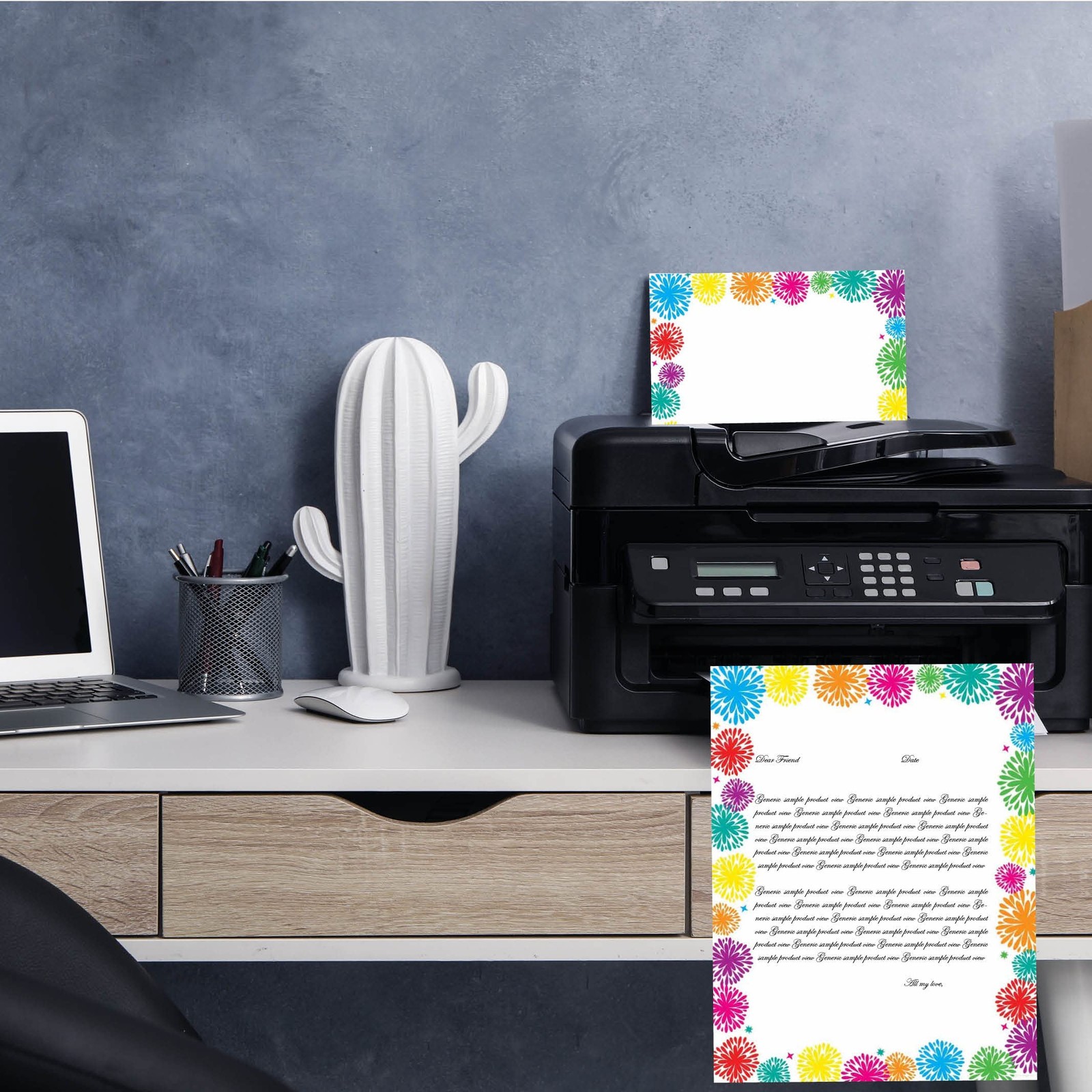 100 PCS Fanciful Fireworks Letterhead Laser & Inkjet Printer Paper Sheets