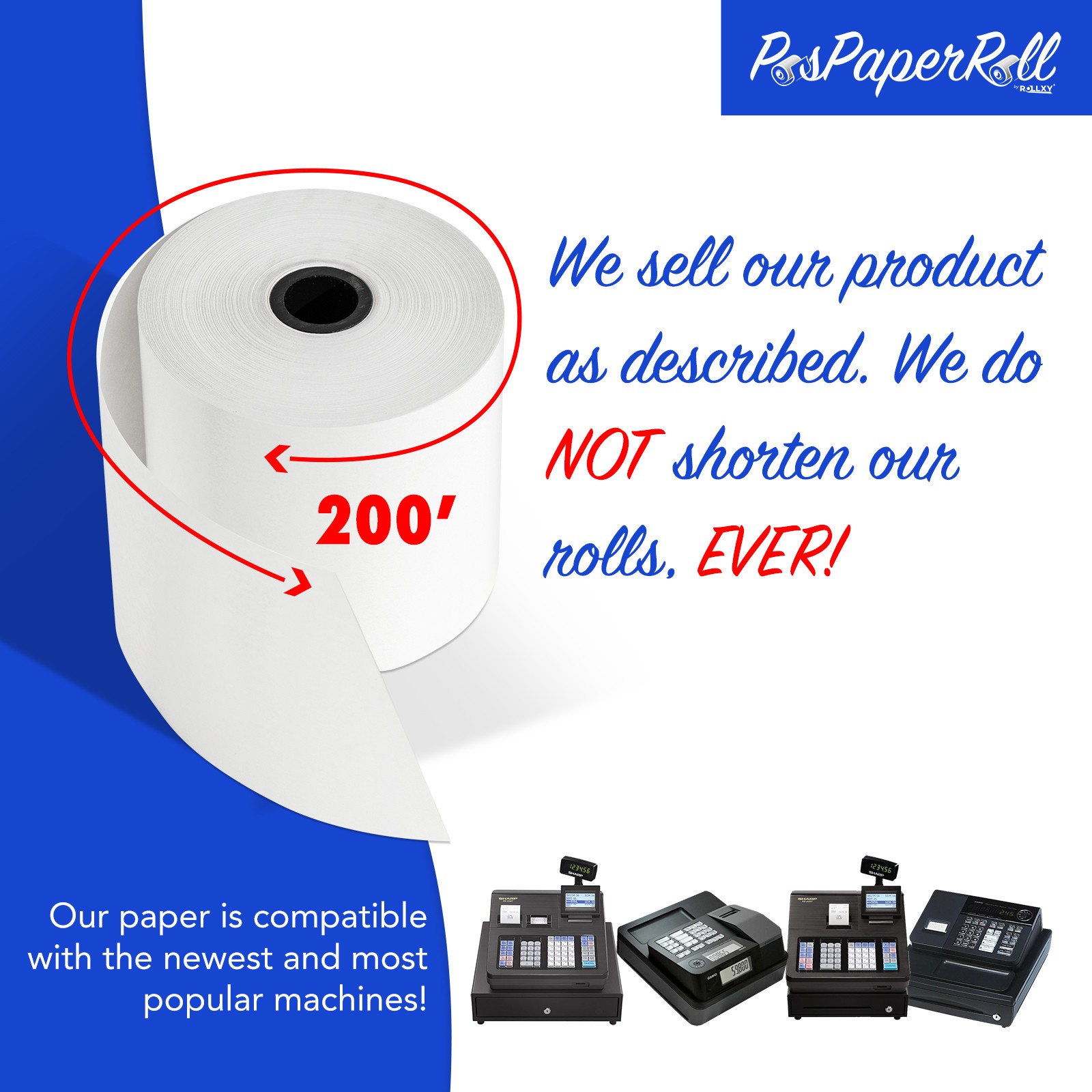 POS/Cash Register Thermal Paper Rolls 2 1/4″ x 200′ – 50 ROLLS