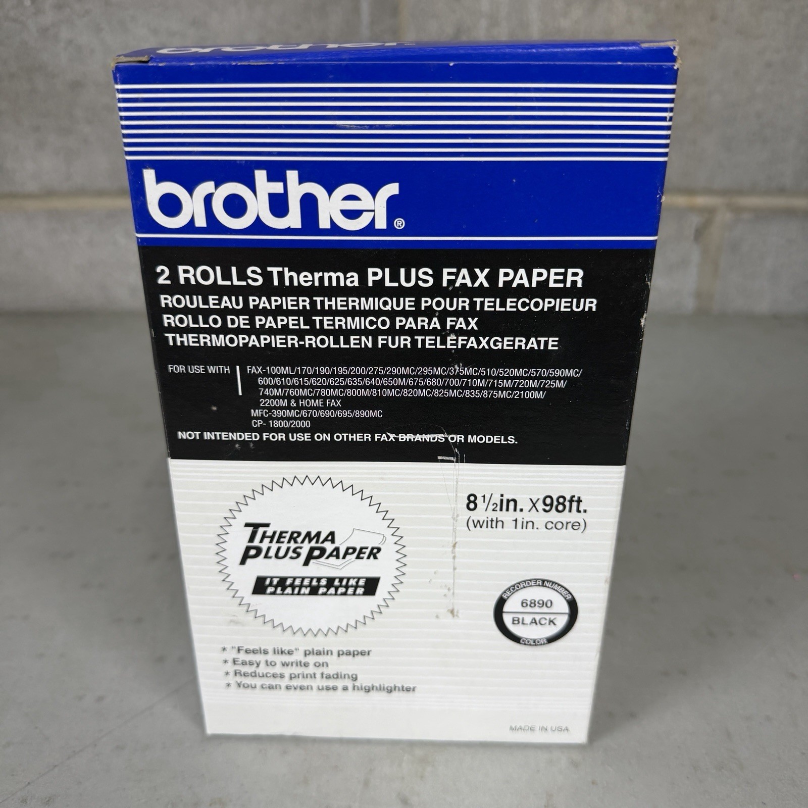 Brother Thermal Plus Fax Paper 2 Rolls 6890 8-1/2 in X 98 ft 1 in Core, OEM