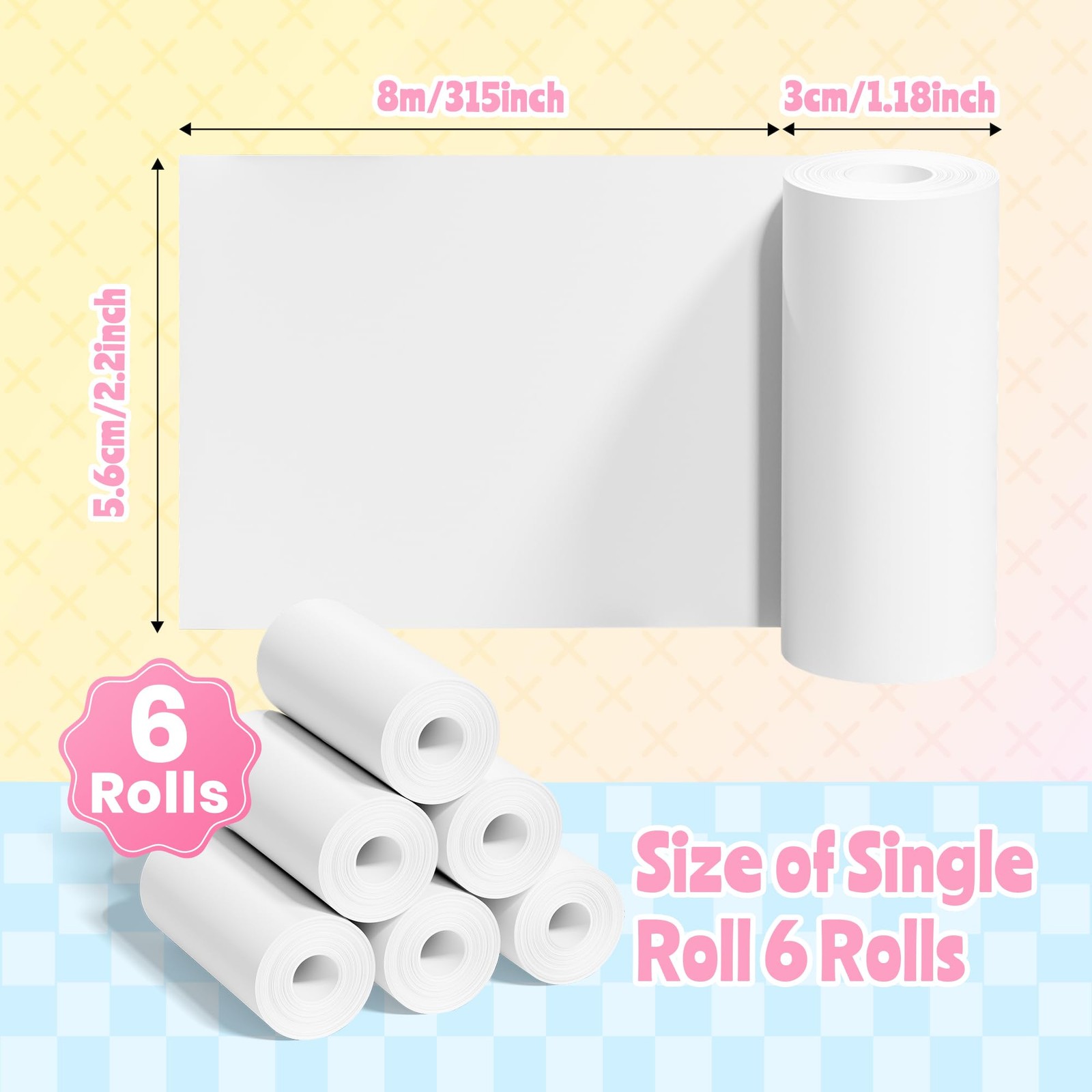 6 Rolls Kids Instant Print Camera Thermal Paper Fits Funshot 20 2.2×26 Ft
