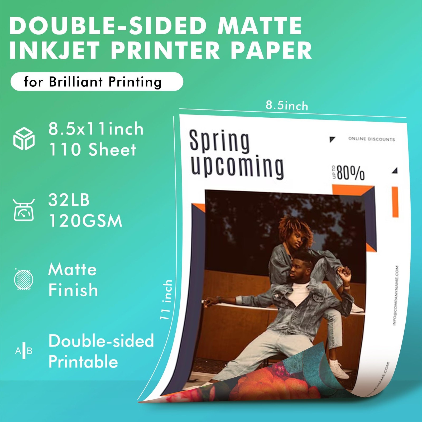 110 Sheets Koala Thin Presentation Paper 8.5×11 Inch Double-Sided Matte Print