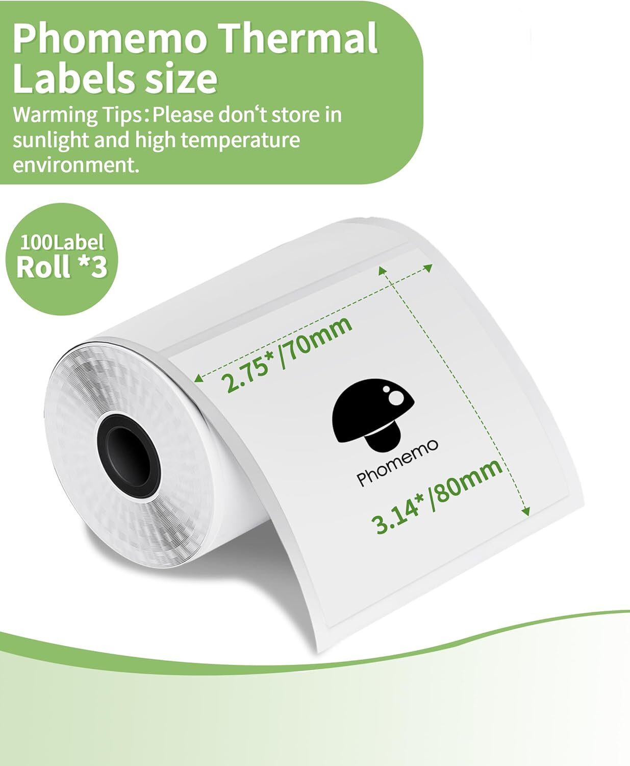 Square 70*80mm Self-Adhesive Thermal Label Paper for Phomemo M200/M220 Printer