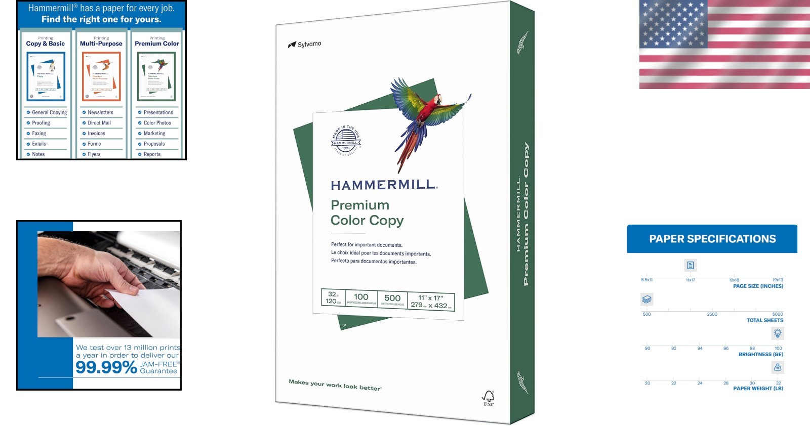 Color Copy Paper 32lb – 500 Sheets, 11×17 100 Bright