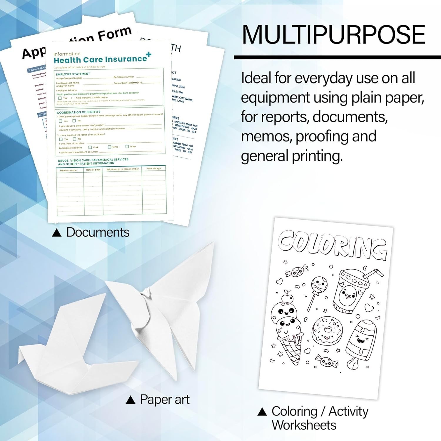 Bright White Multipurpose Paper – 20lb, 50 Sheets for Inkjet & Laser Printing