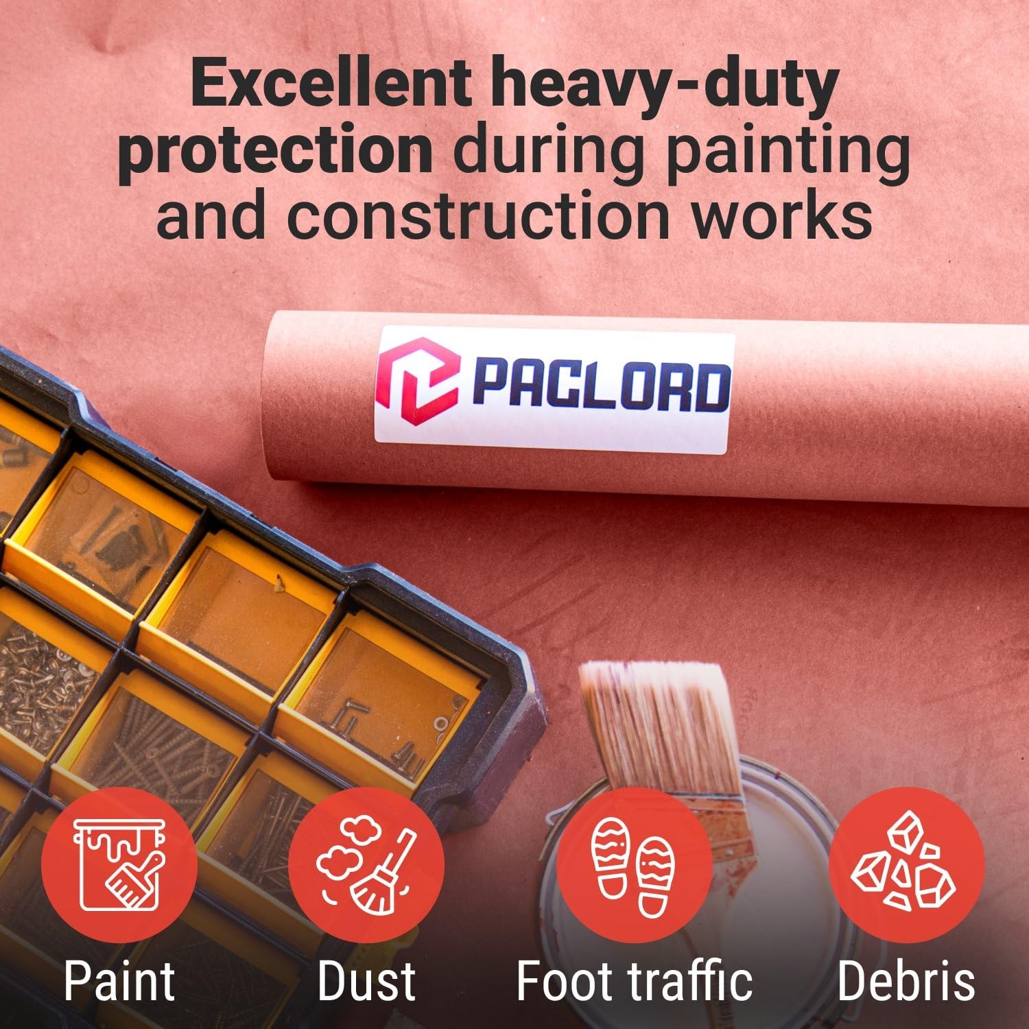 Paclord Red Floor Protection Paper Roll 36″ x 166′