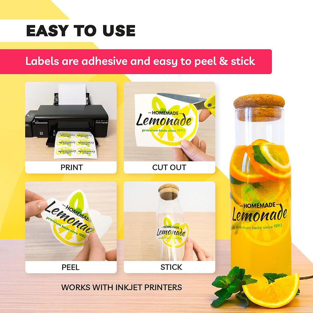 20-100 Sheet 8.5×11 Printable Clear Vinyl Sticker Paper for Inkjet Laser Printer