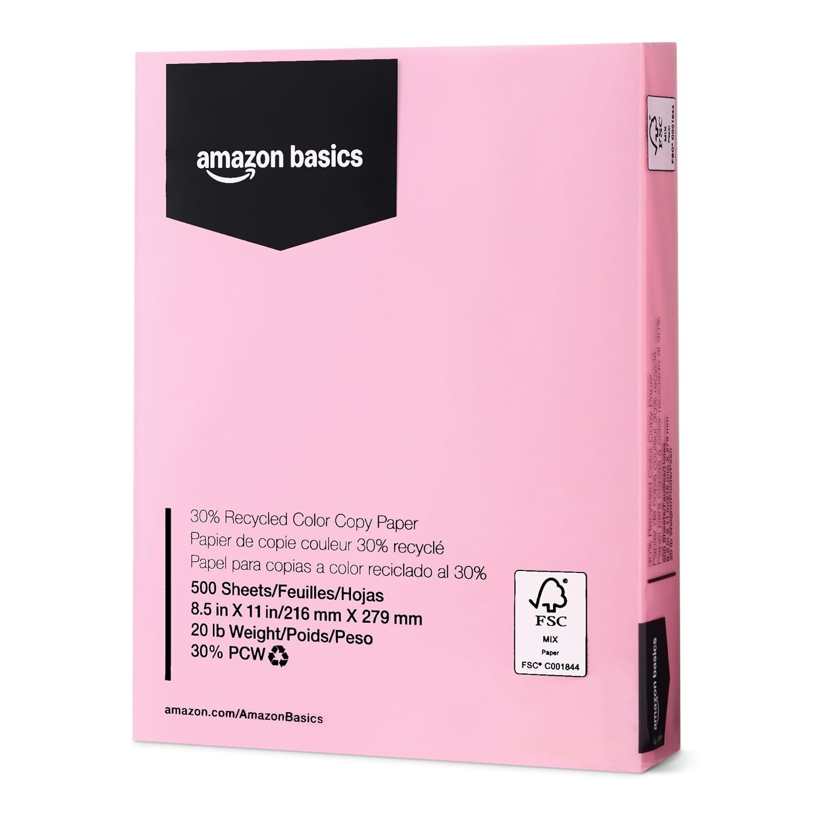 Amazon Basics 30% Recycled Color Copy Paper, 8.5″ x 11″, Pastel Canary