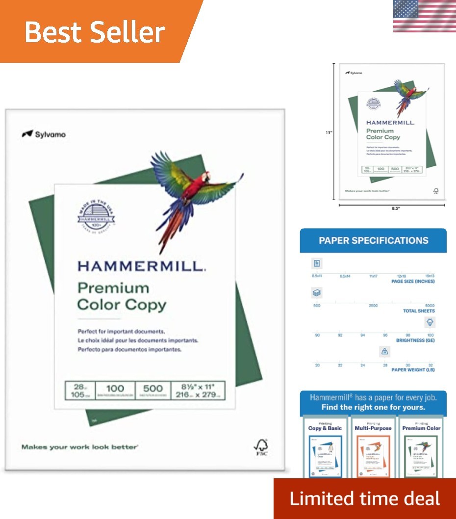 Bright White Copy Paper – 28 lb, 500 Sheets 8.5×11 for Stunning Prints