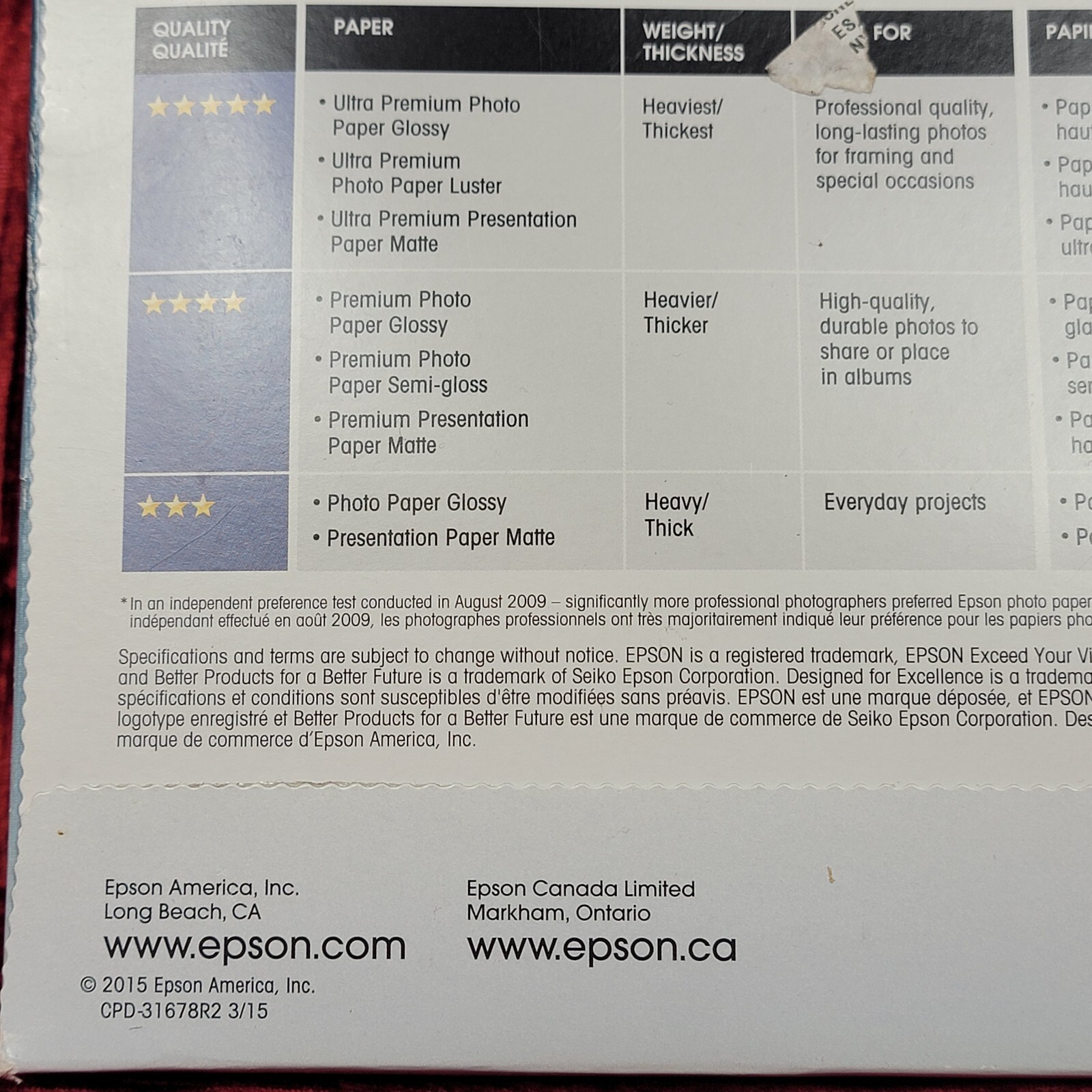 NIP NEW Epson Premium Presentation Paper MATTE 8.5×11″ Double-sided 50 Sheets