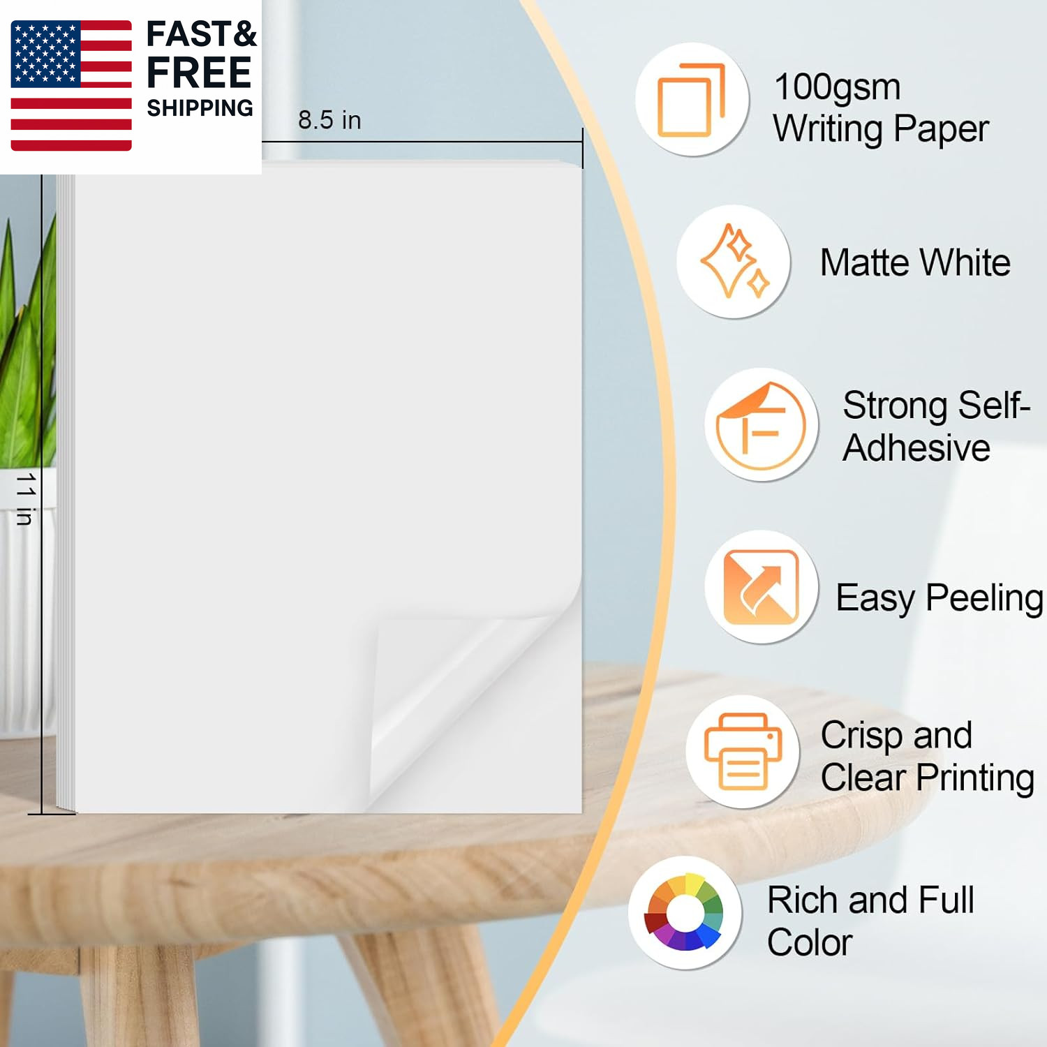 Printable Sticker Paper for Inkjet Printer, 40 Sheets 8.5″X11” Matte St