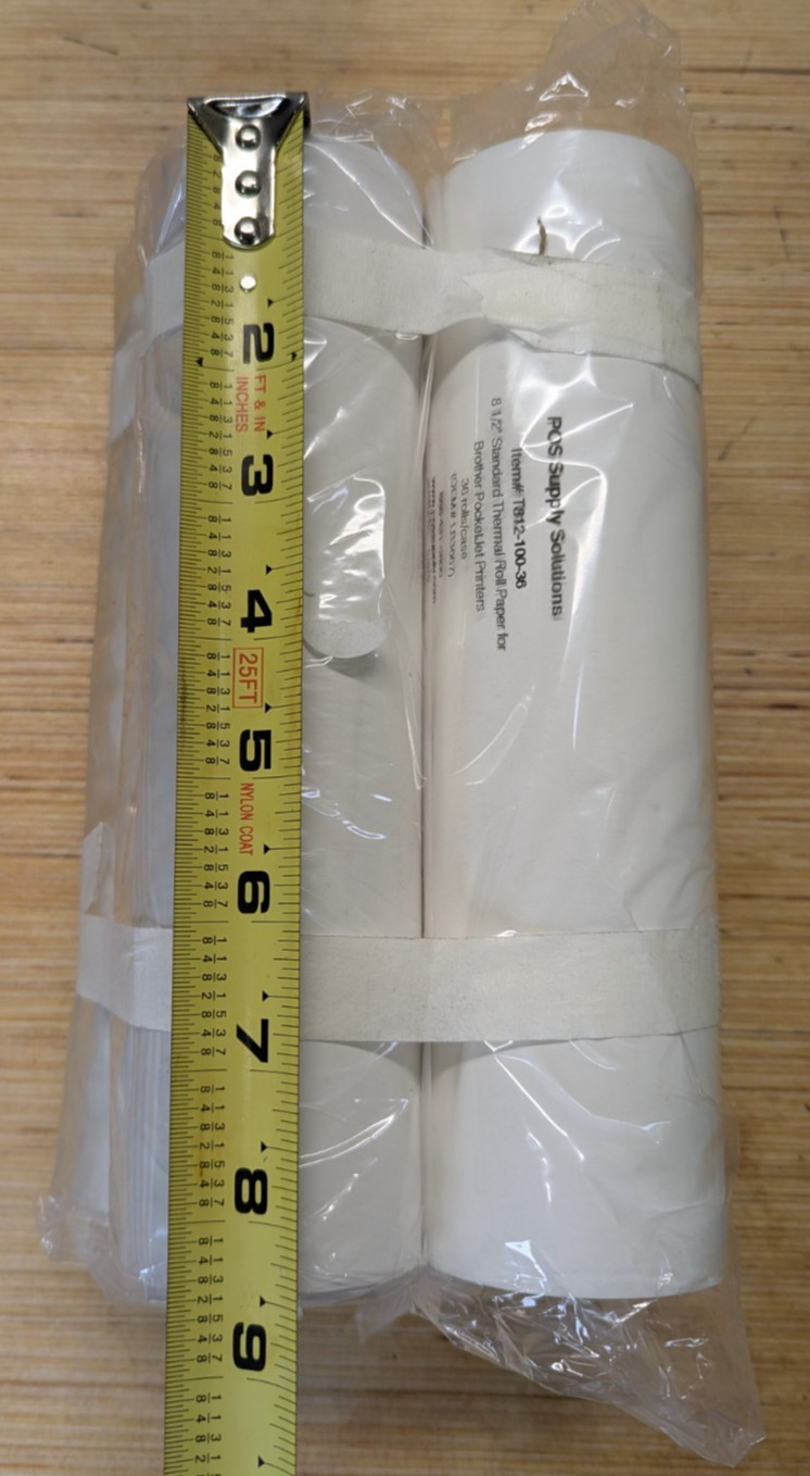 4 Rolls Standard Thermal Paper 8.5″ x 100′ Brother PocketJet LB3667 Printer