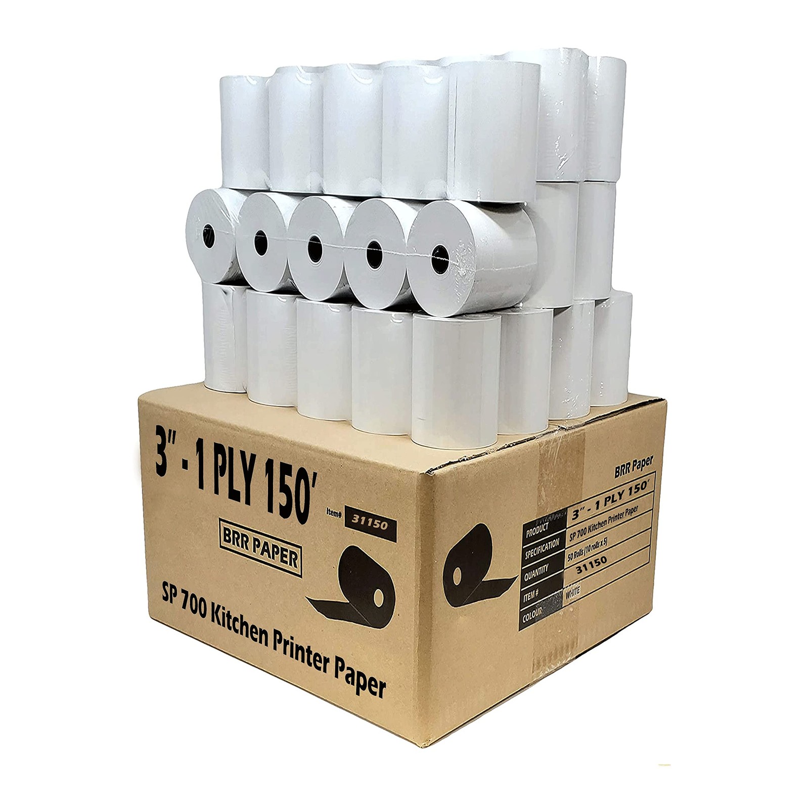 CASH REGISTER PAPER FOR STAR SP700 3″ x 150′ BOND 1 Case – 50 Rolls, White