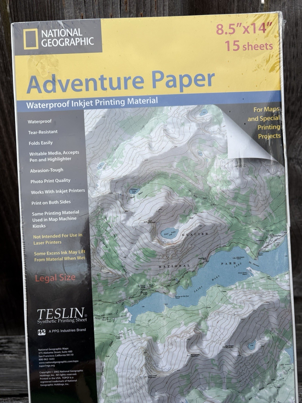 National Geographic Adventure Paper Waterproof Inkjet 8.5” x 14” 15 Sheets Flaw