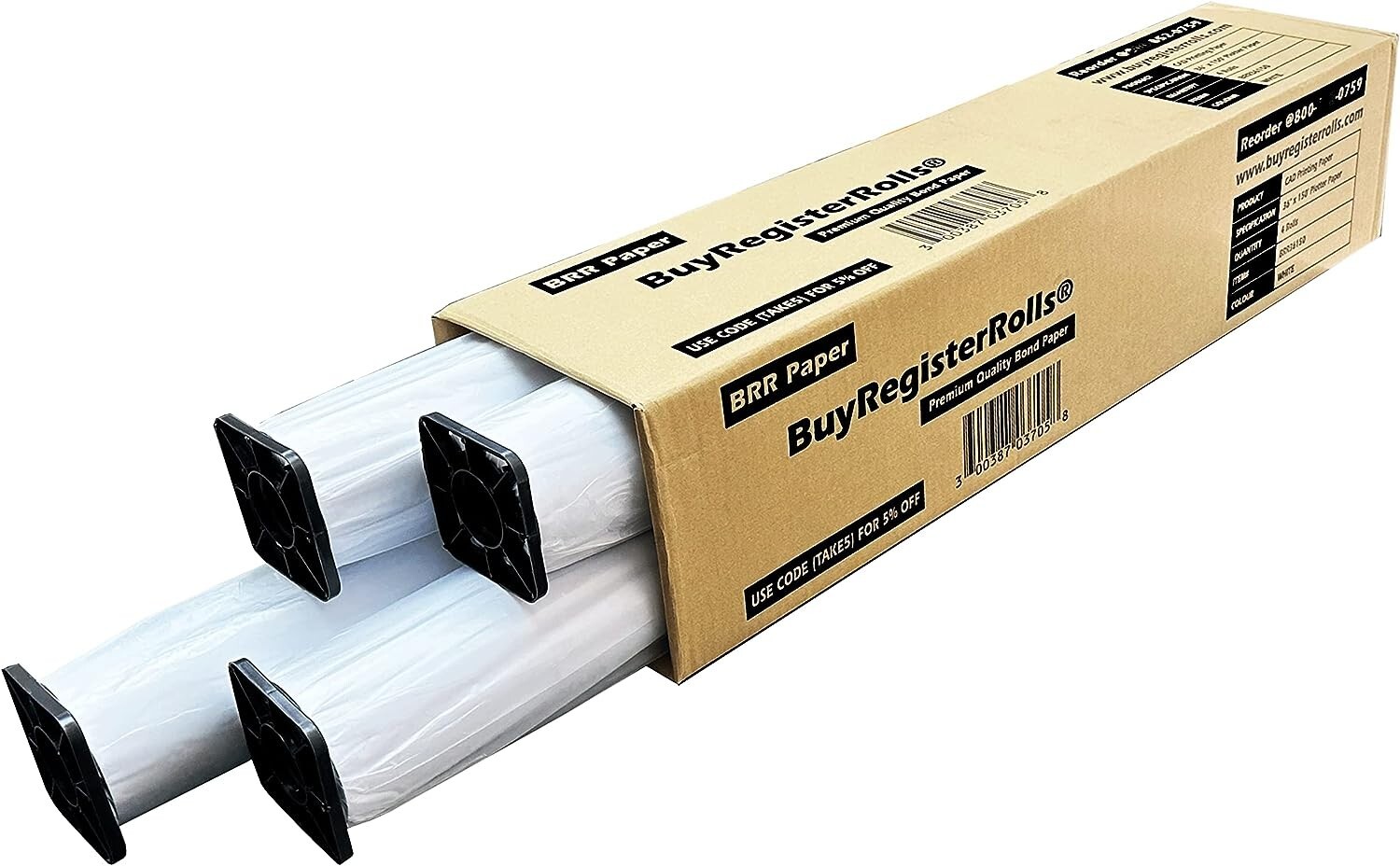 36” x 150′- 4 ROLLS – 24 lbs GIS PLOTTER PAPER CAD WIDE FORMAT BOND PAPER ROLLS