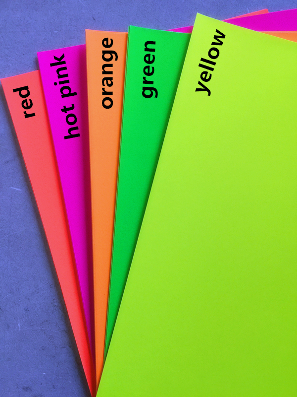100x A4 Fluo Colour Self Adhesive Sticker Paper Sheet Label Laser Inkjet Print