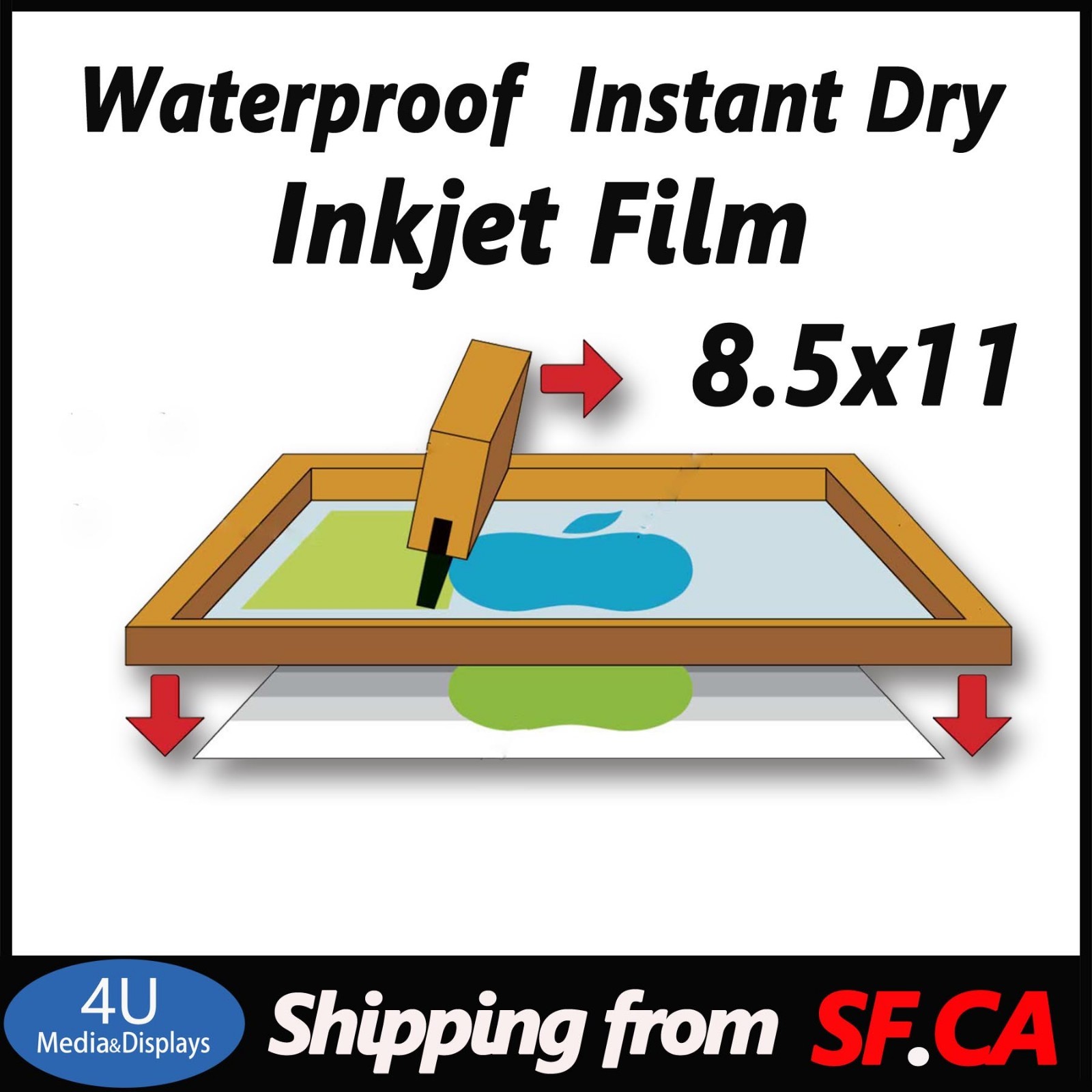 8.5×11，Screen Printing Waterproof Inkjet Transparent Film for EPSON，100 sheets
