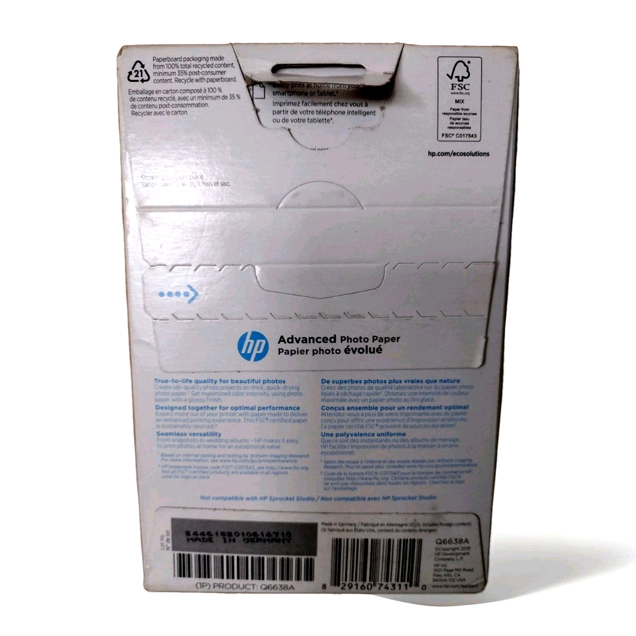 HP Advanced Glossy Photo Paper -100 Sheets | 4 x 6″ – Q6638A -SEALED – FAST SHIP