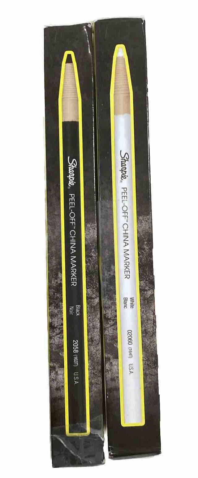 (QTY 2 BOXES = 24) Sharpie Peel-Off Markers, White And Black Writes on Glass