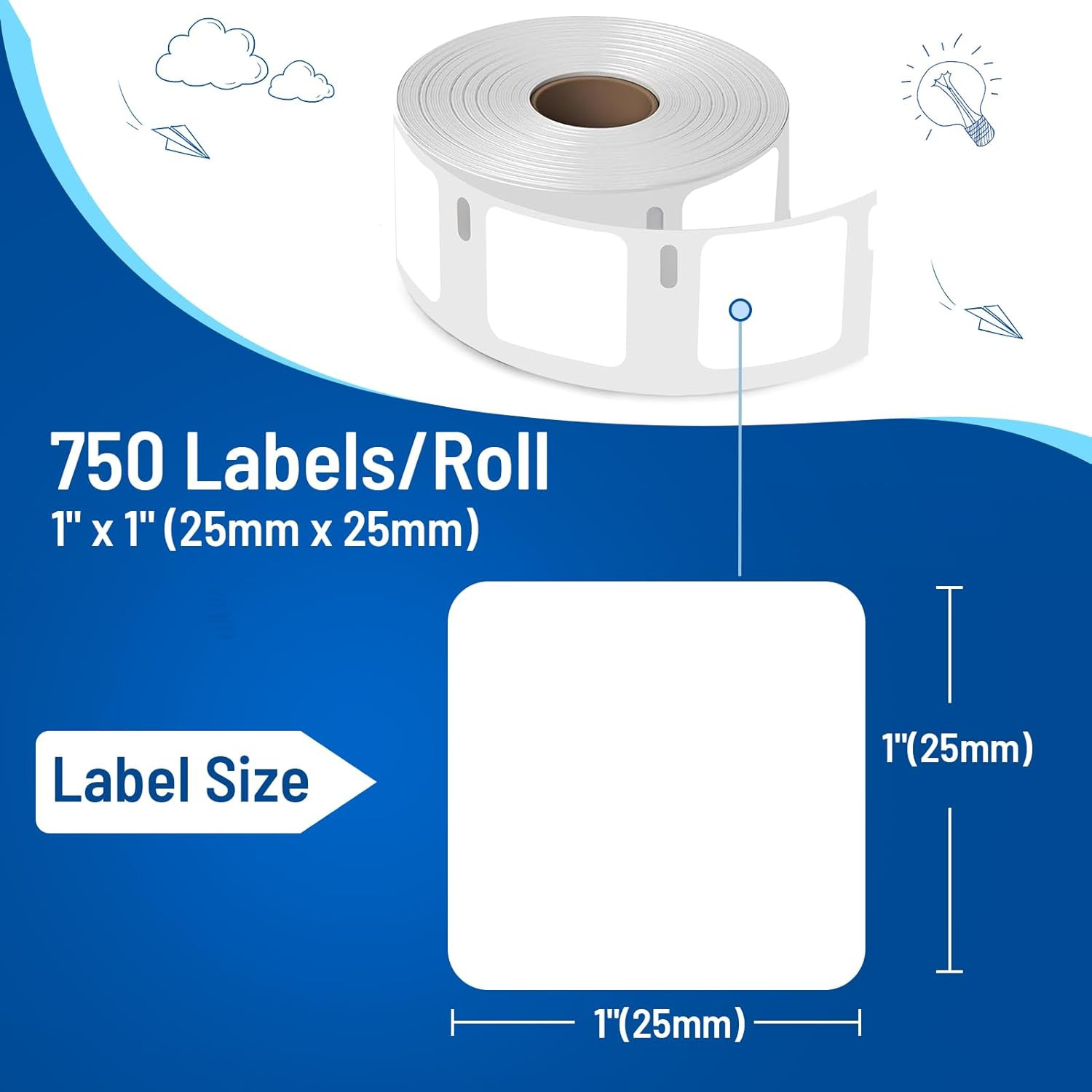 7500 Compatible DYMO 30332 Square Label 1″ x 1″ for QR Codes, Multipurpose Label