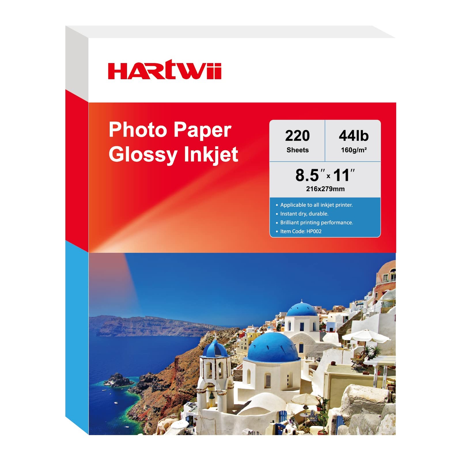 220 PCS Glossy Inkjet Photo Paper 8.5×11 Inch 44LB 160GSM A4 Letter Size