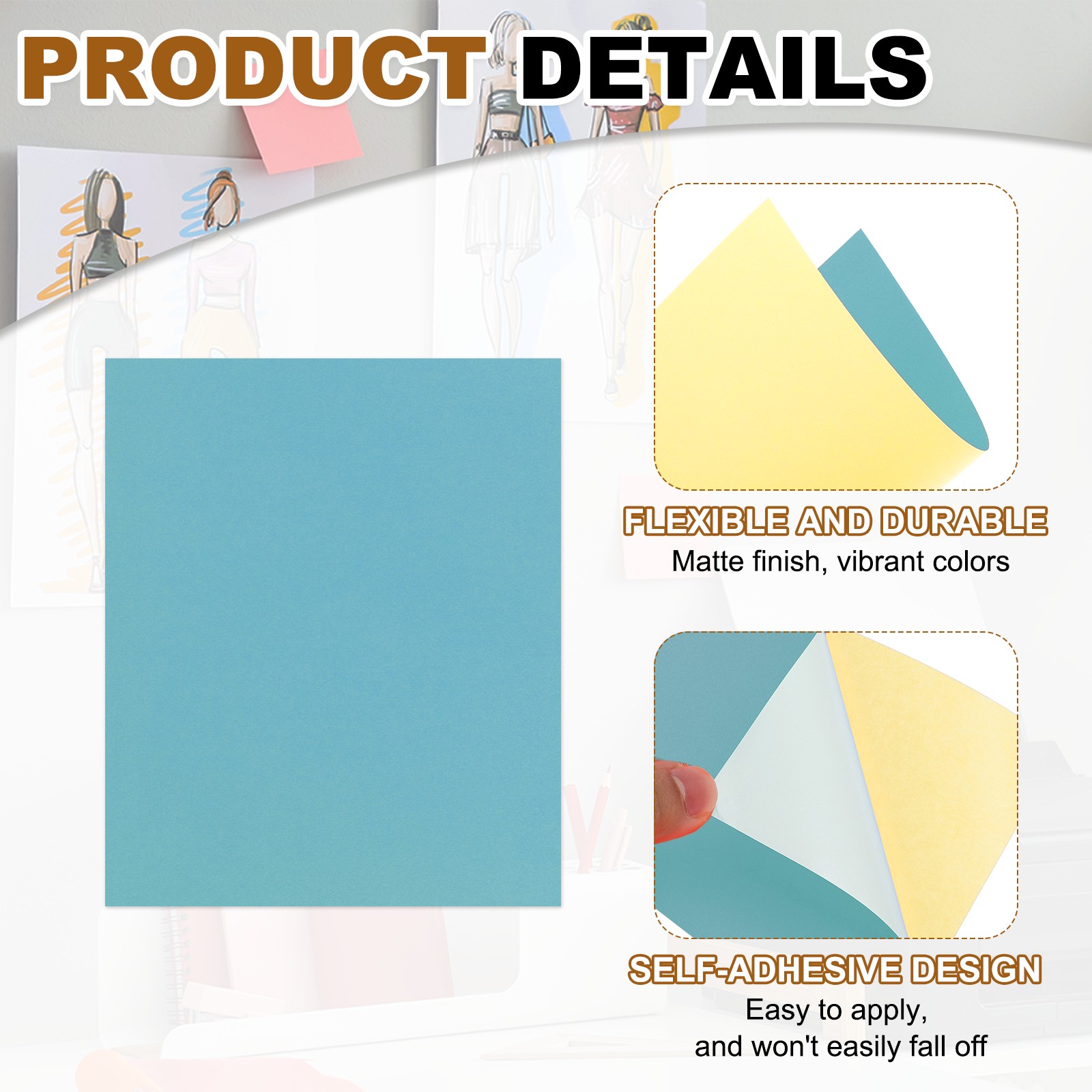 15 Sheets Printable Self Adhesive Sticker Paper for Laser Printer, Light Blue