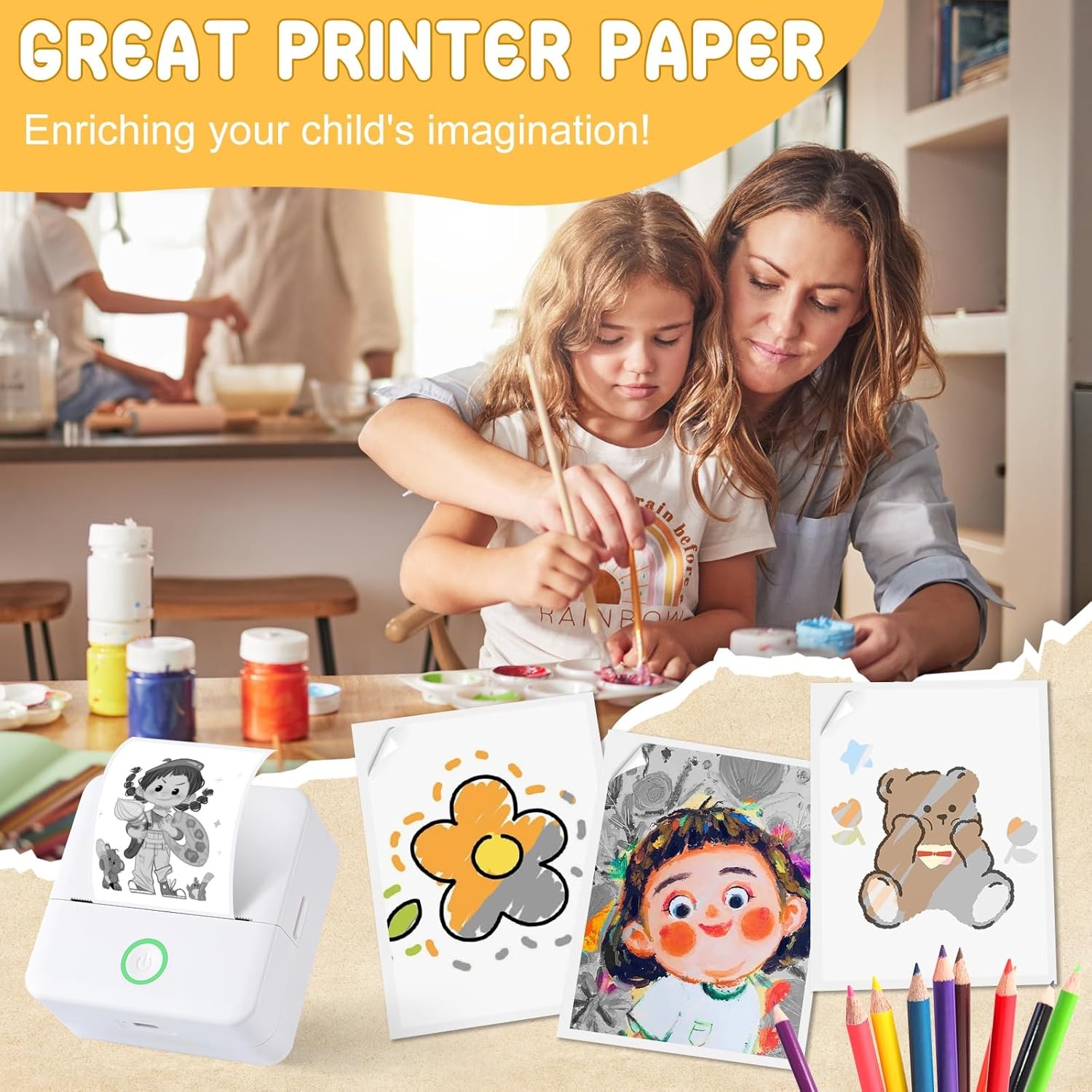 10 Rolls Print Pods Printing Paper, 57 X 25mm Inkless Self-Adhesive Printable St
