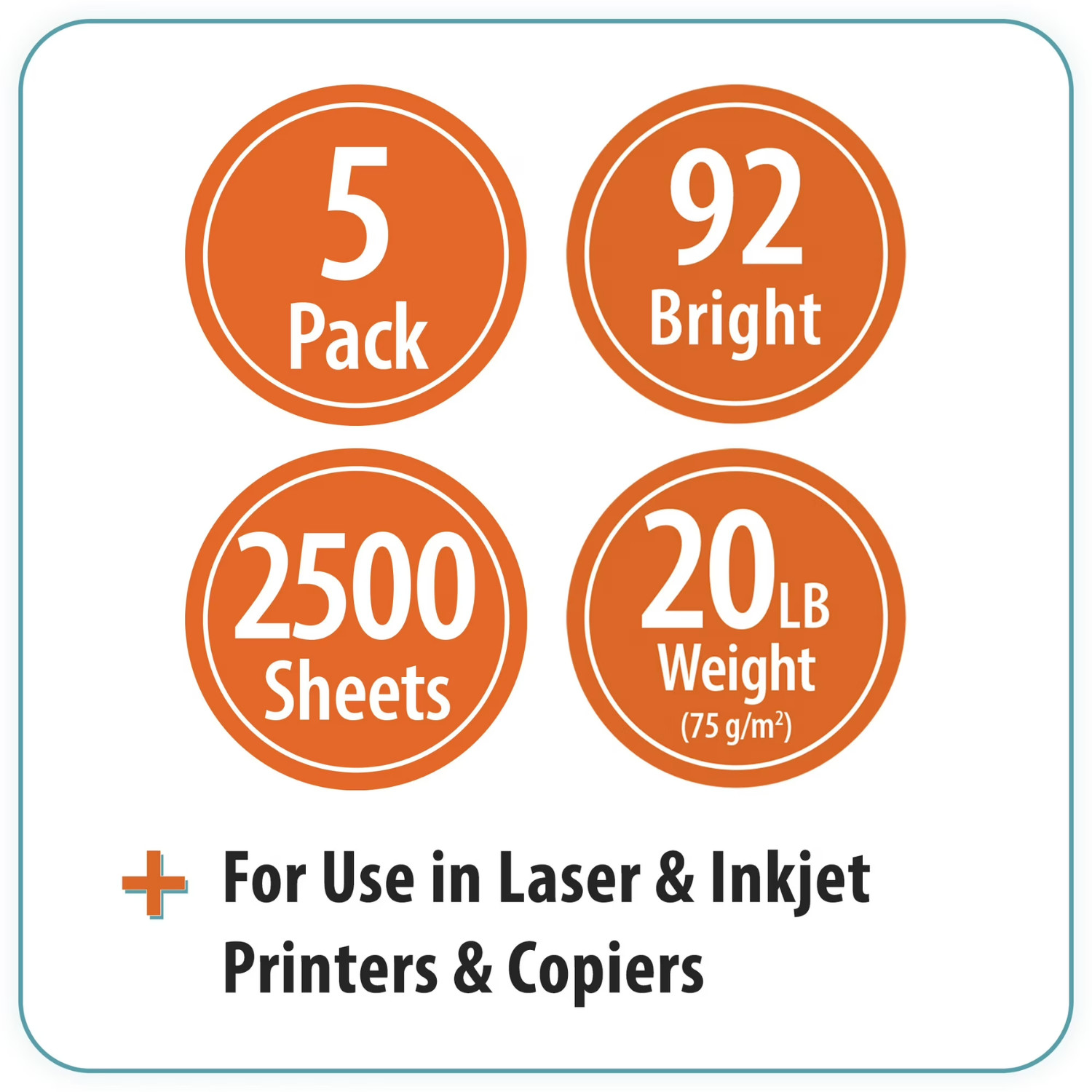 Pen Gear Copy Paper 8.5 x 11 20 lb White 5 Ream Case 2500 Sheets