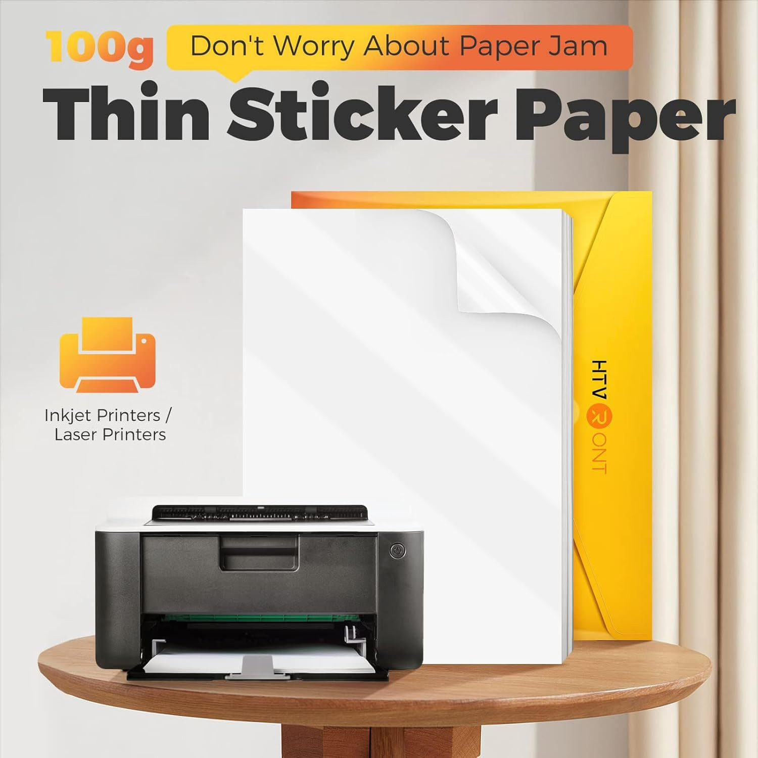 Printable Vinyl Sticker Paper, 100 Sheets Glossy Waterproof Sticker Paper for In