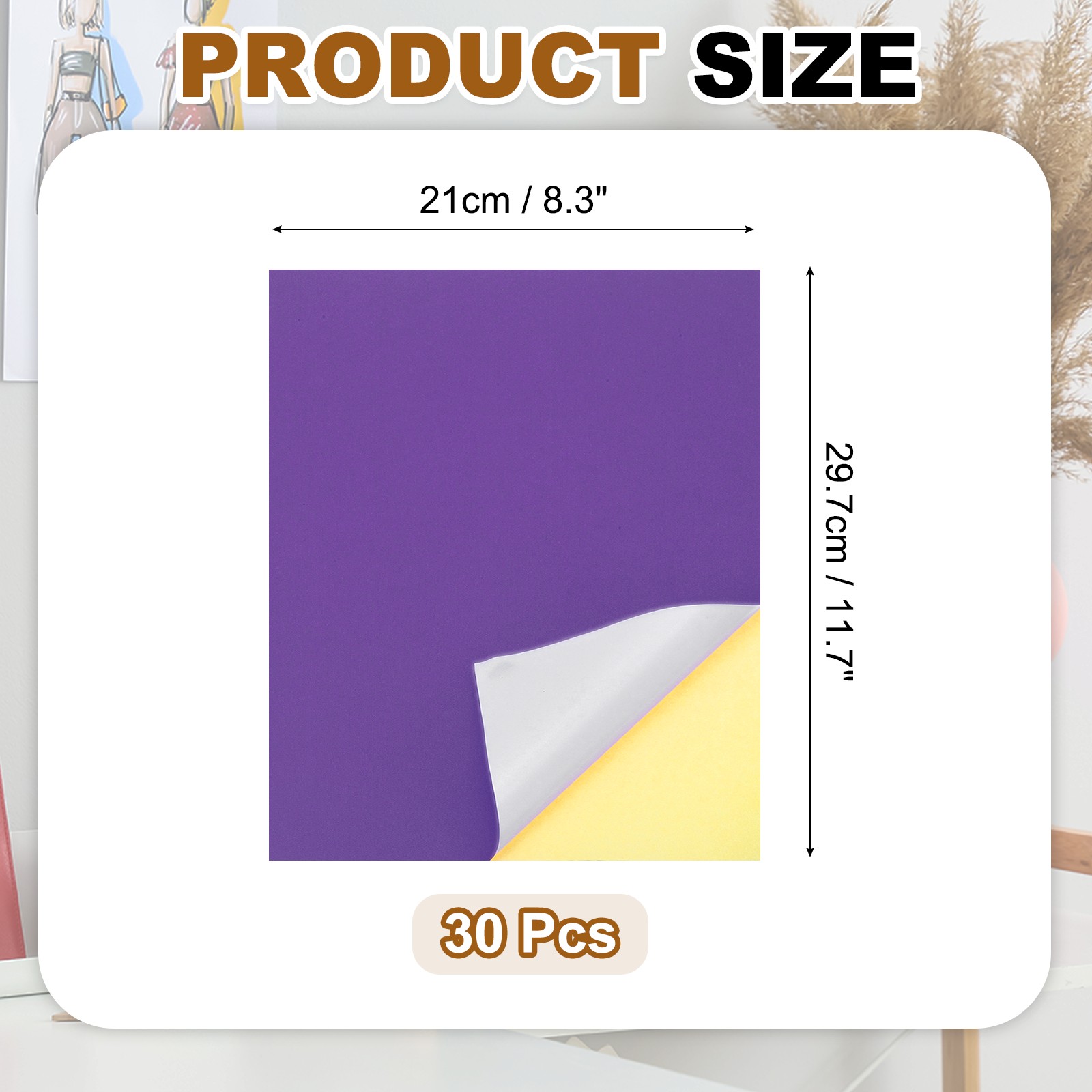 30 Sheets Printable Self Adhesive Sticker Paper for Laser Printer, Purple