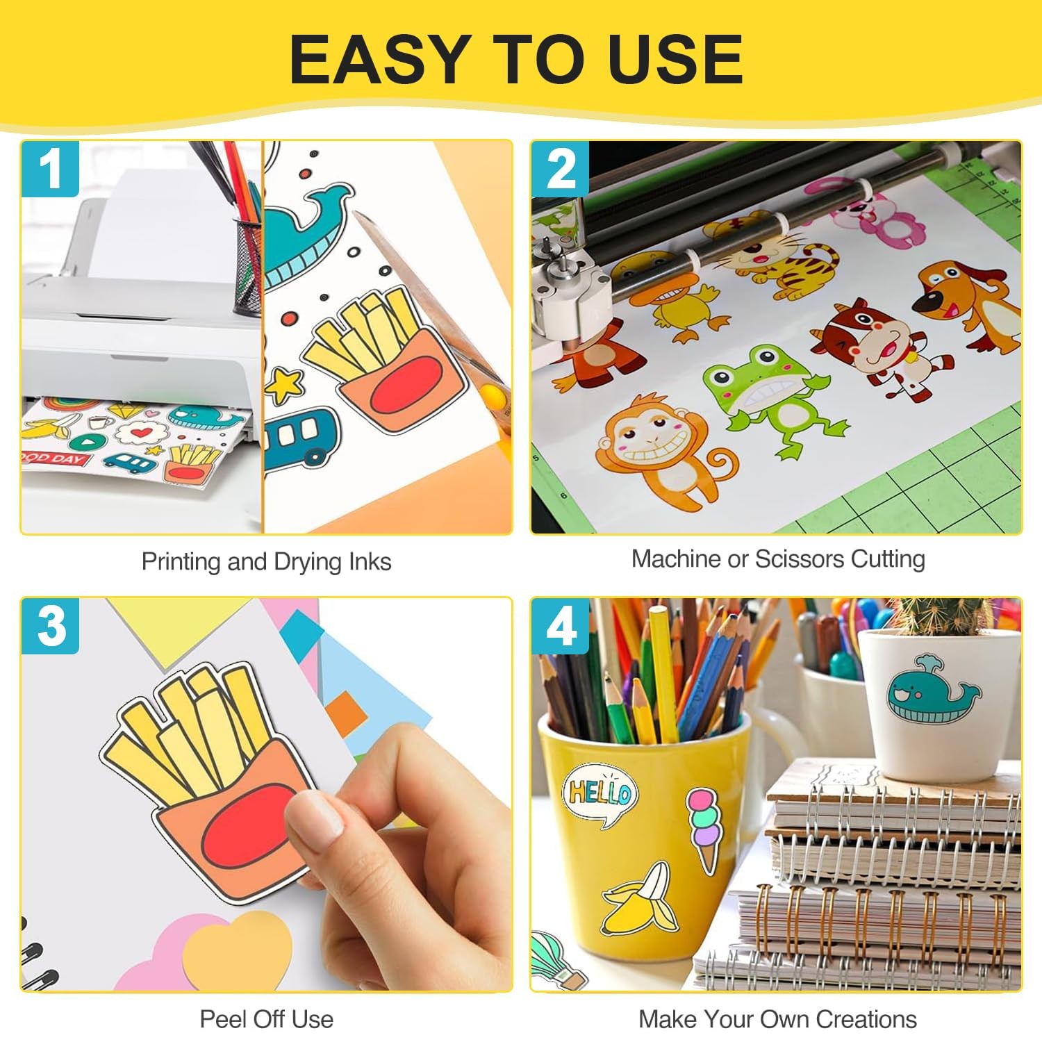 Sticker paper paper for printing 30pcs A4 white waterproof printable adhesive…