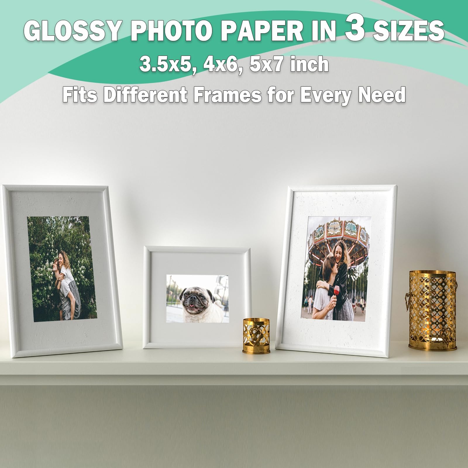 150 PCS Glossy Photo Paper Variety Pack Assorted 3.5×5 4×6 5×7 Inkjet