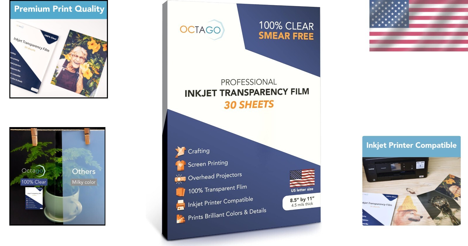 Transparent Inkjet Printer Film – 30 Sheets, Ideal for Stencils & Scrapbooking