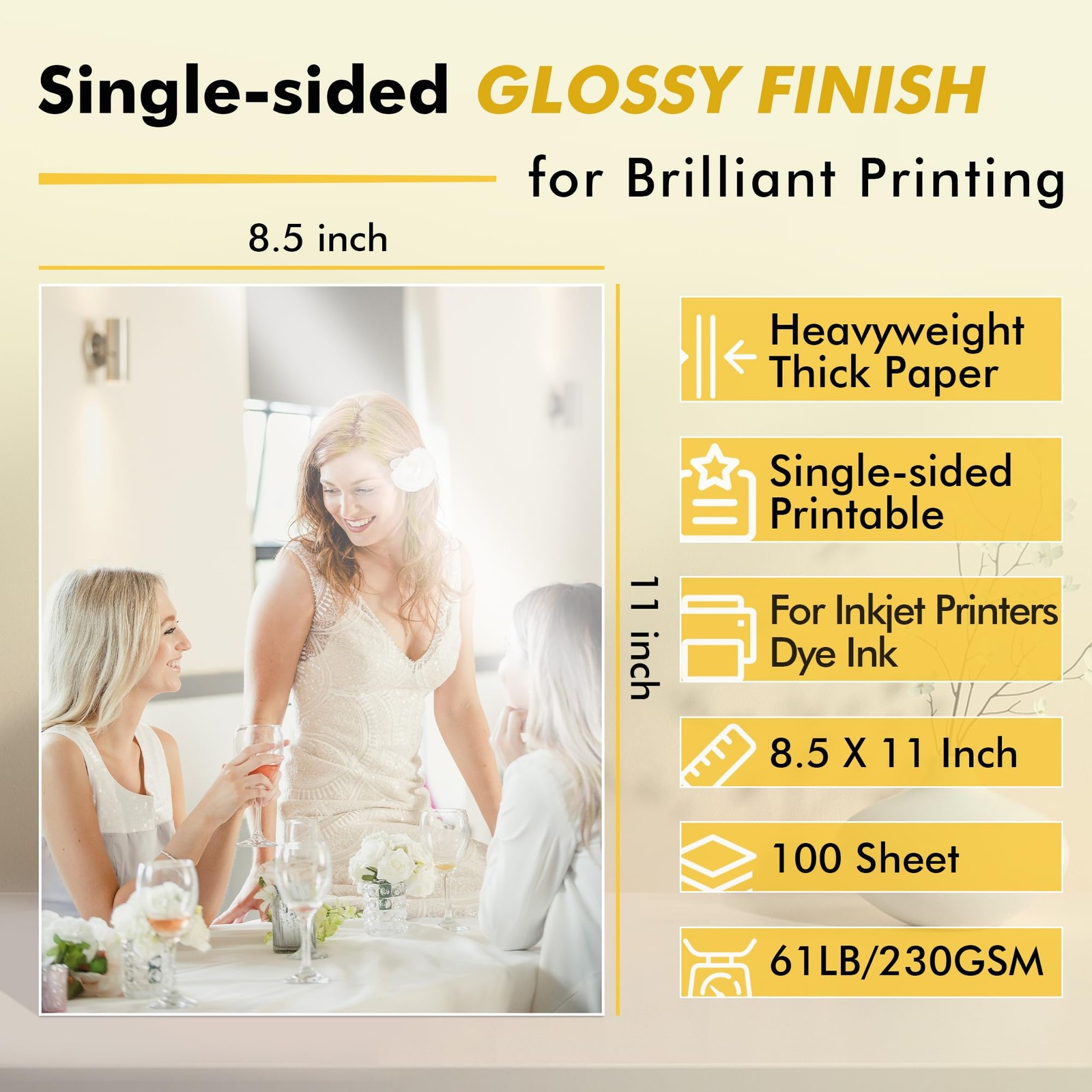 Koala Heavyweight Photo Paper High Glossy 8.5×11 Inch 61LB 100 PCS Inkjet