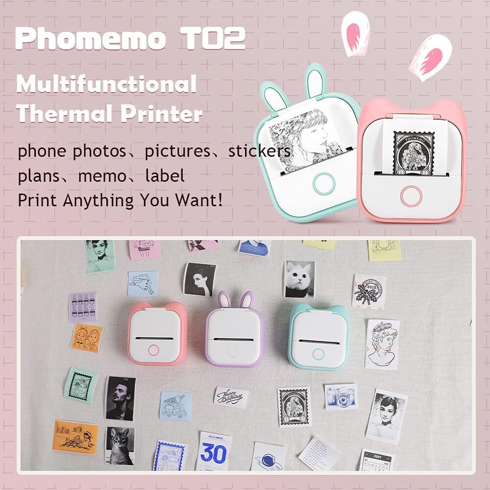 3Rolls Self-Adhesive/Non-Adhesive 50mm Thermal Printer Paper for Phomemo T02 M02