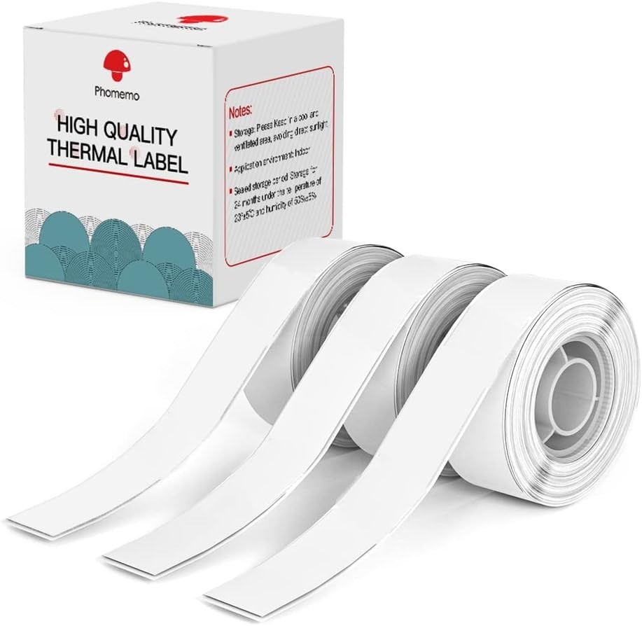 Phomemo 3 Rolls Adhesive Thermal Paper Sticker Label for Phomeme D30 Printer