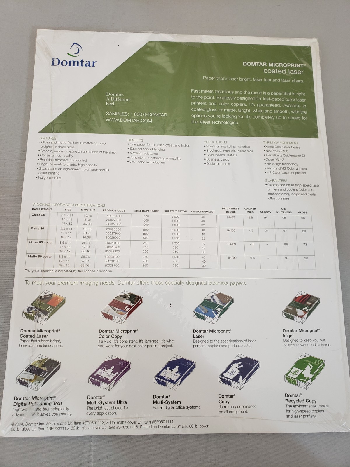 DOMTAR MICROPRINT COATED LASER MATTE COMPUTER PRINTER PAPER 25 Sheets