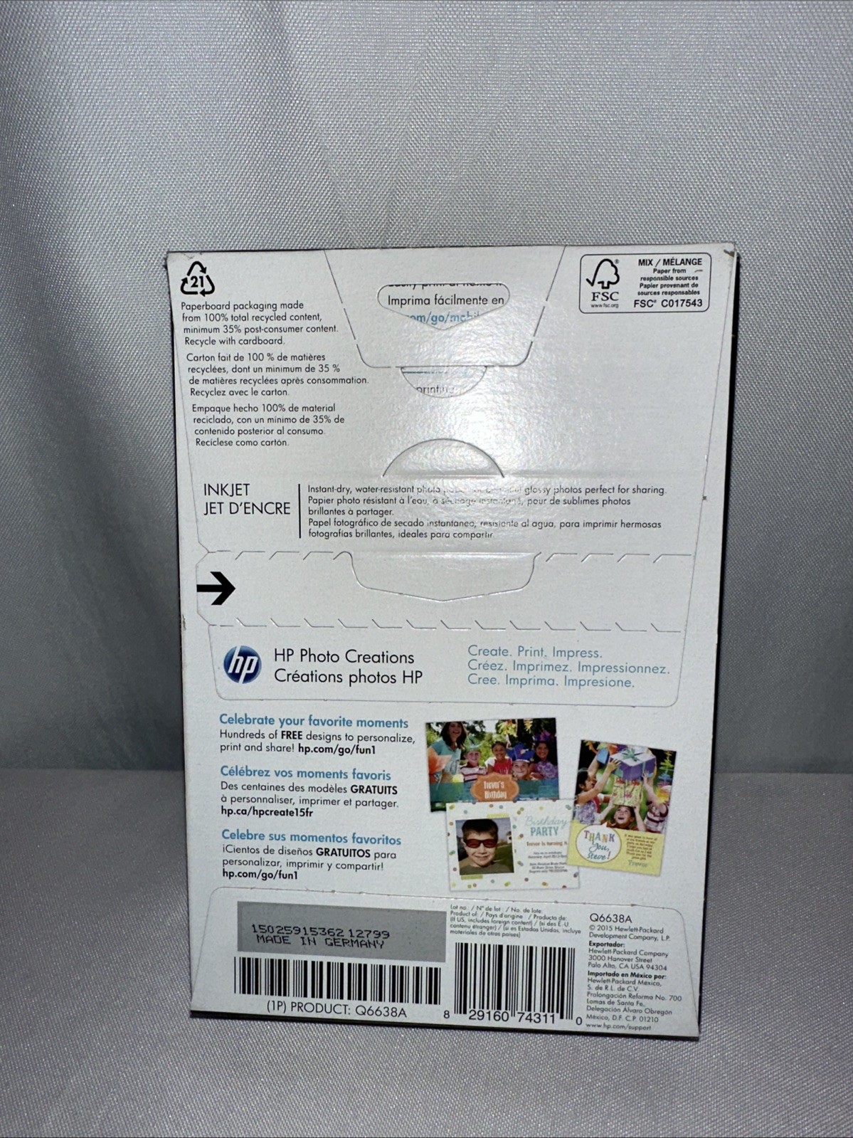 Hewlett Packard Q6638A 4 x 6 inch Glossy Printer Paper – 100 Sheets