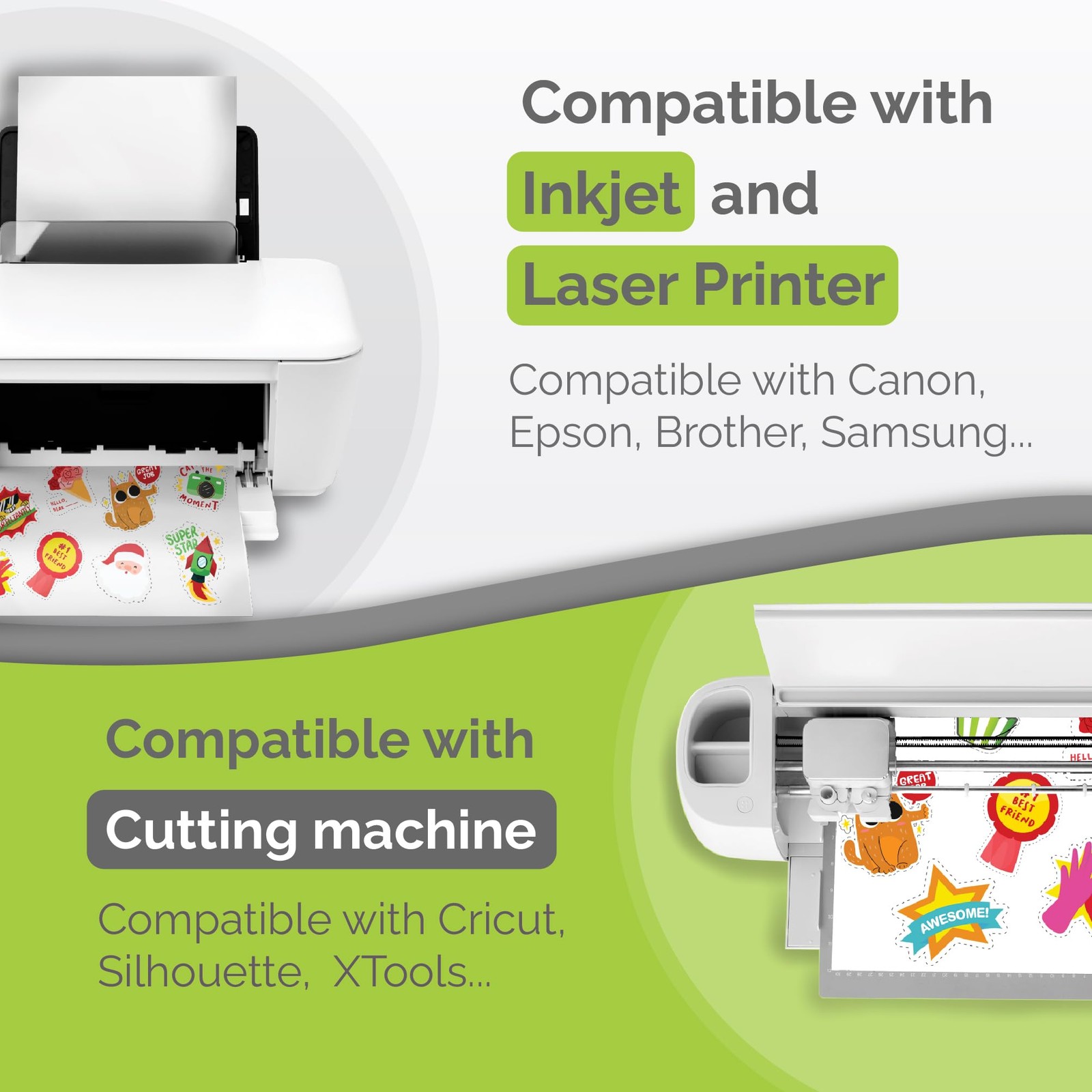 Premium Printable Vinyl Sticker Paper for Inkjet Printer – 34 Sheets Self-Adh…