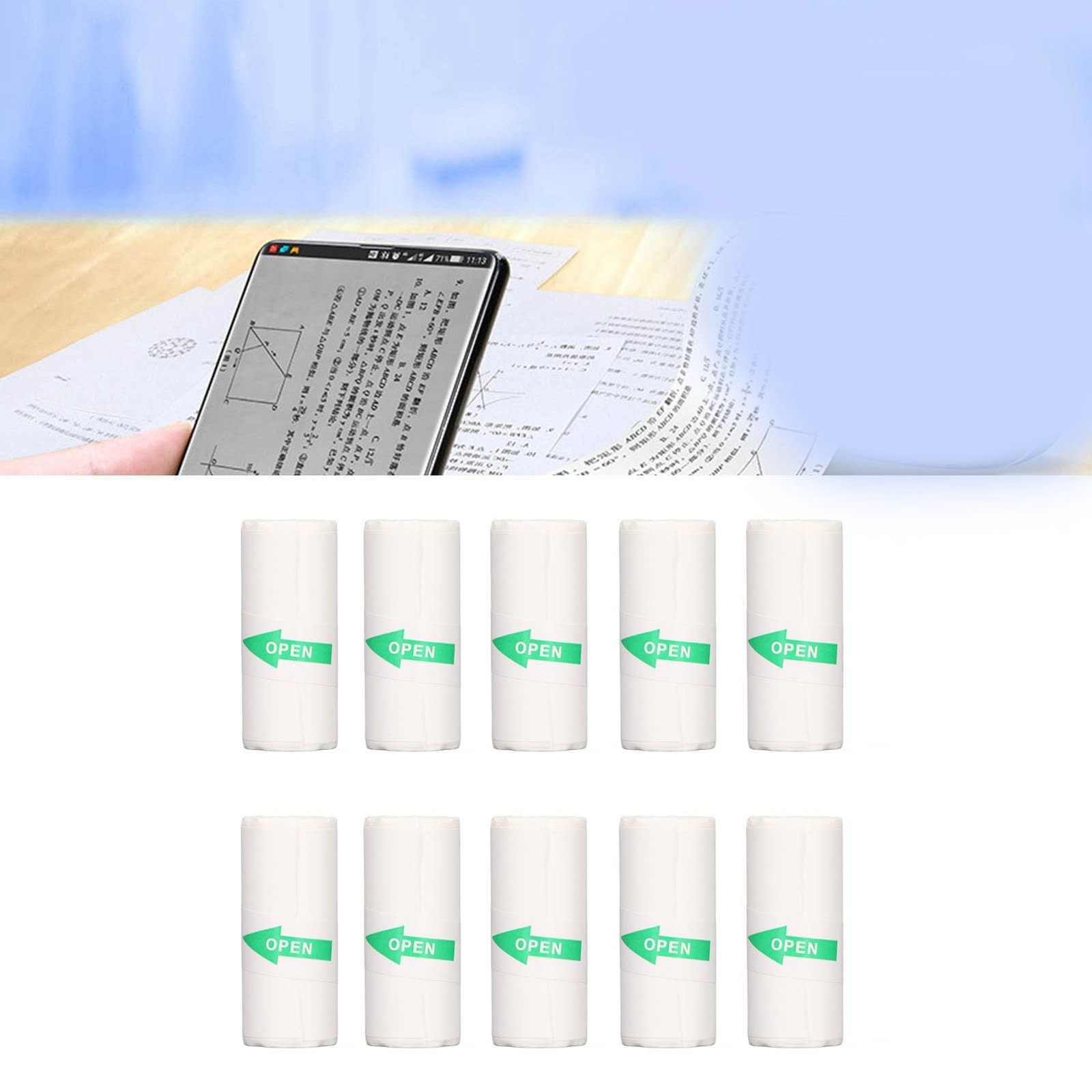 Self-Adhesive Mini Thermal Printer Paper Rolls 57x25mm, 10 Rolls Sticker Paper f